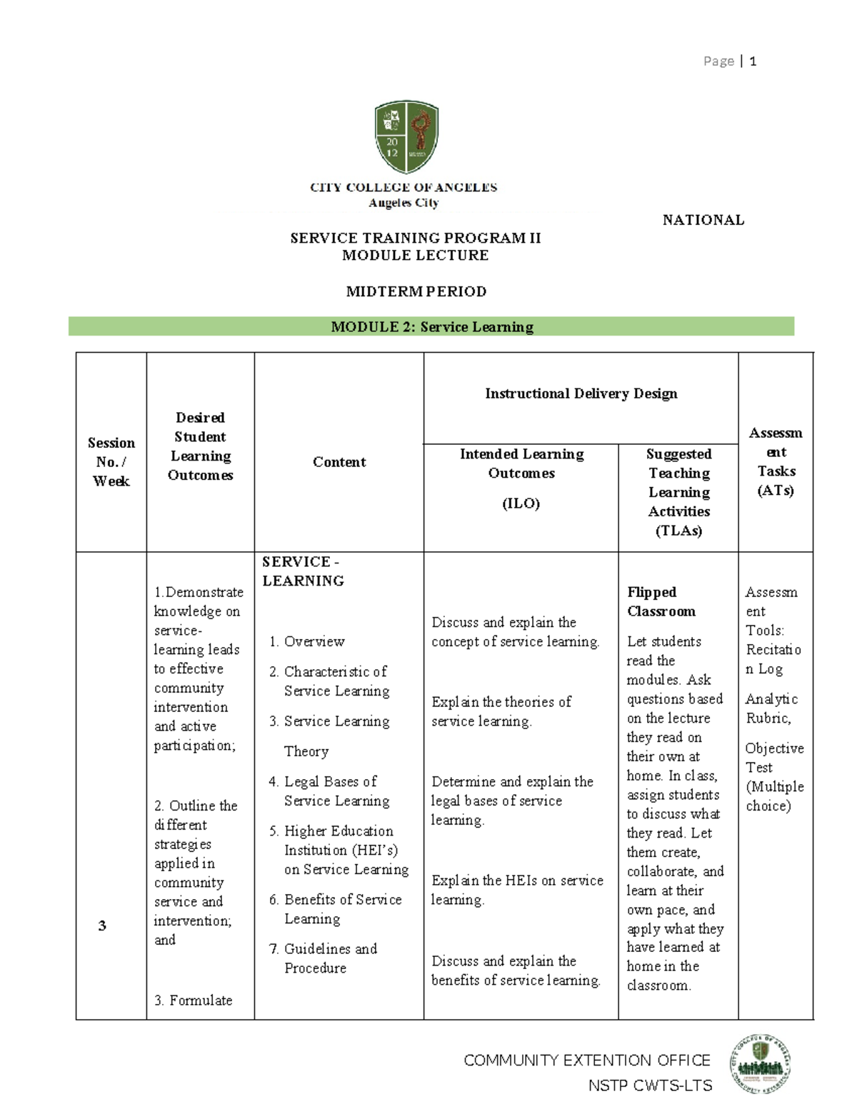NSTP2- Module-2 - COMMUNITY EXTENTION OFFICE NATIONAL SERVICE TRAINING ...