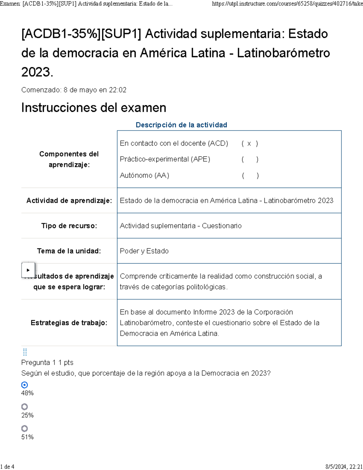 Examen [ACDB 1-35 ][SUP 1] Actividad Suplementaria Estado De La ...