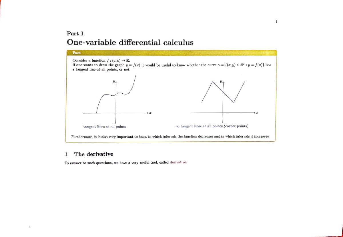 1-One Variable - Matematica 2 / Mathematics 2 (Applied) - Studocu