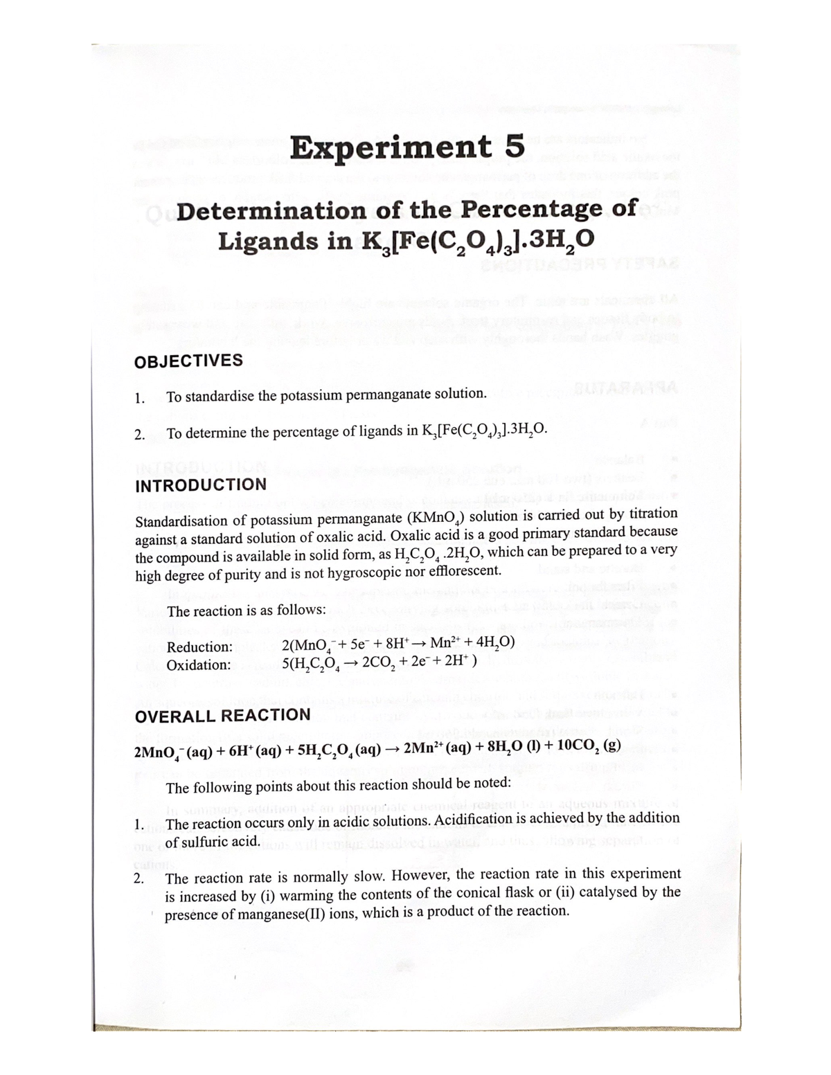 chemistry coursework experiment 5