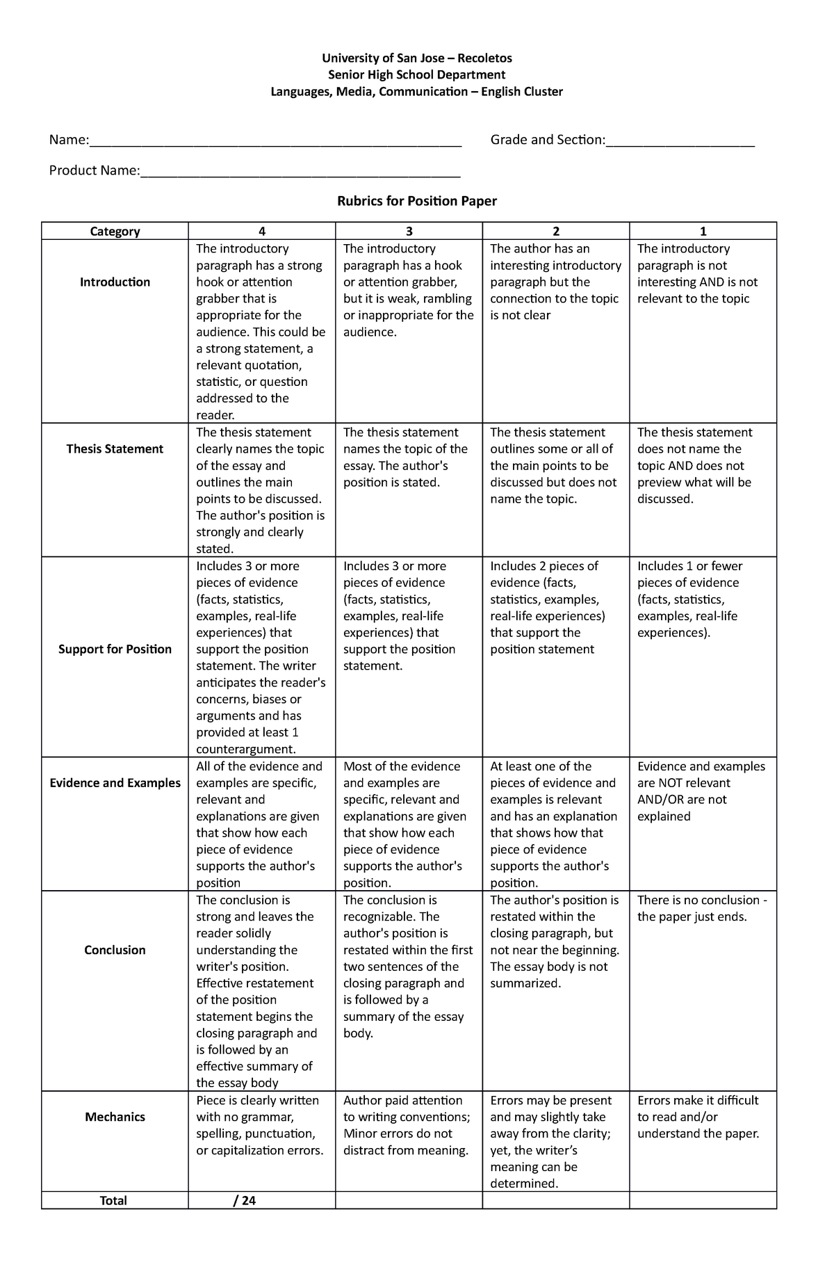 rubrics-for-position-paper-yyuiiiiuut-dfgghjj-trdhhkk-hgffss-university-of-san-jose