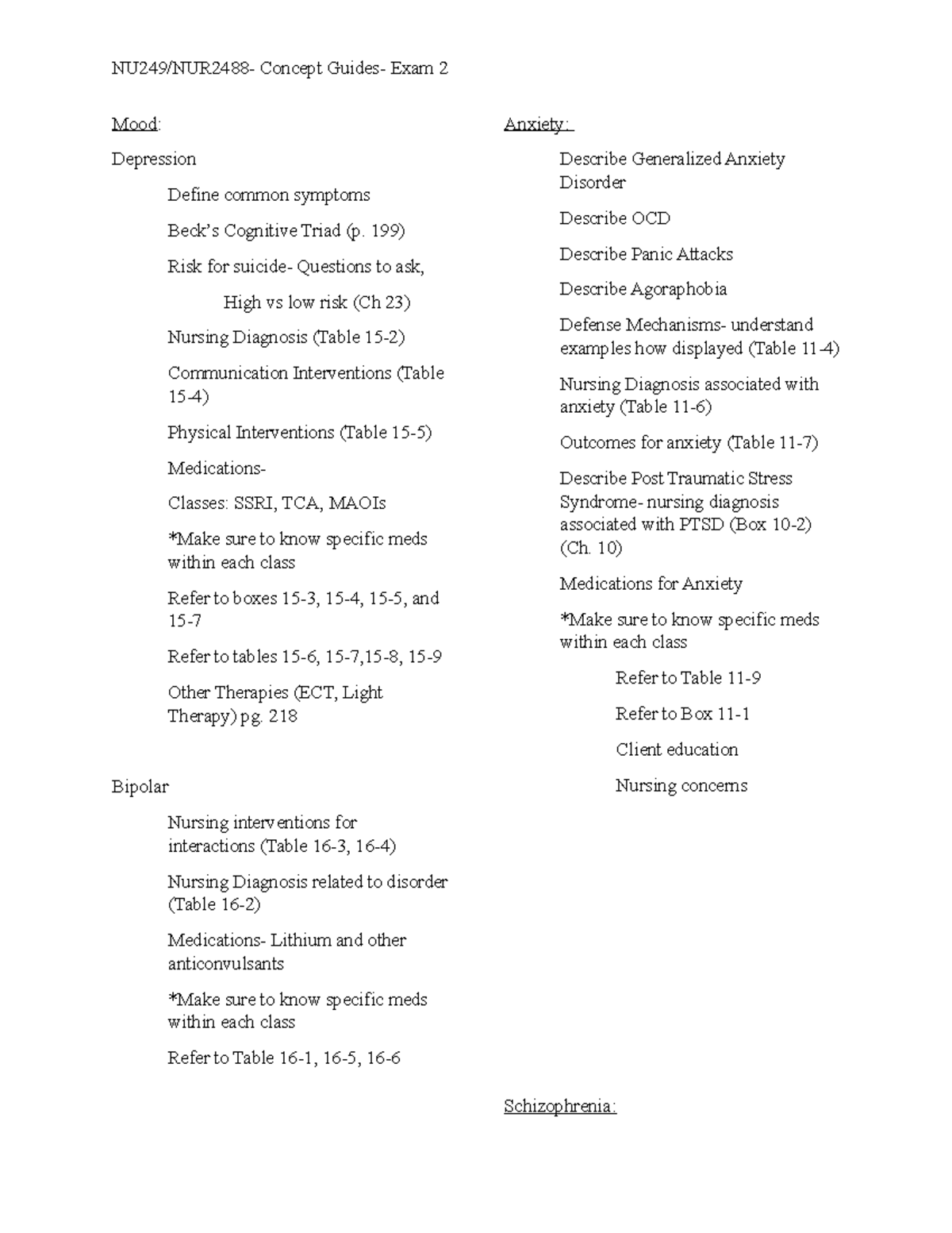 Key Concepts Exam 2 - NU249/NUR2488- Concept Guides- Exam 2 Mood ...