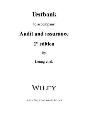 Ch05 Tb Leung 1e - TESTBANK - Testbank To Accompany Audit And Assurance ...