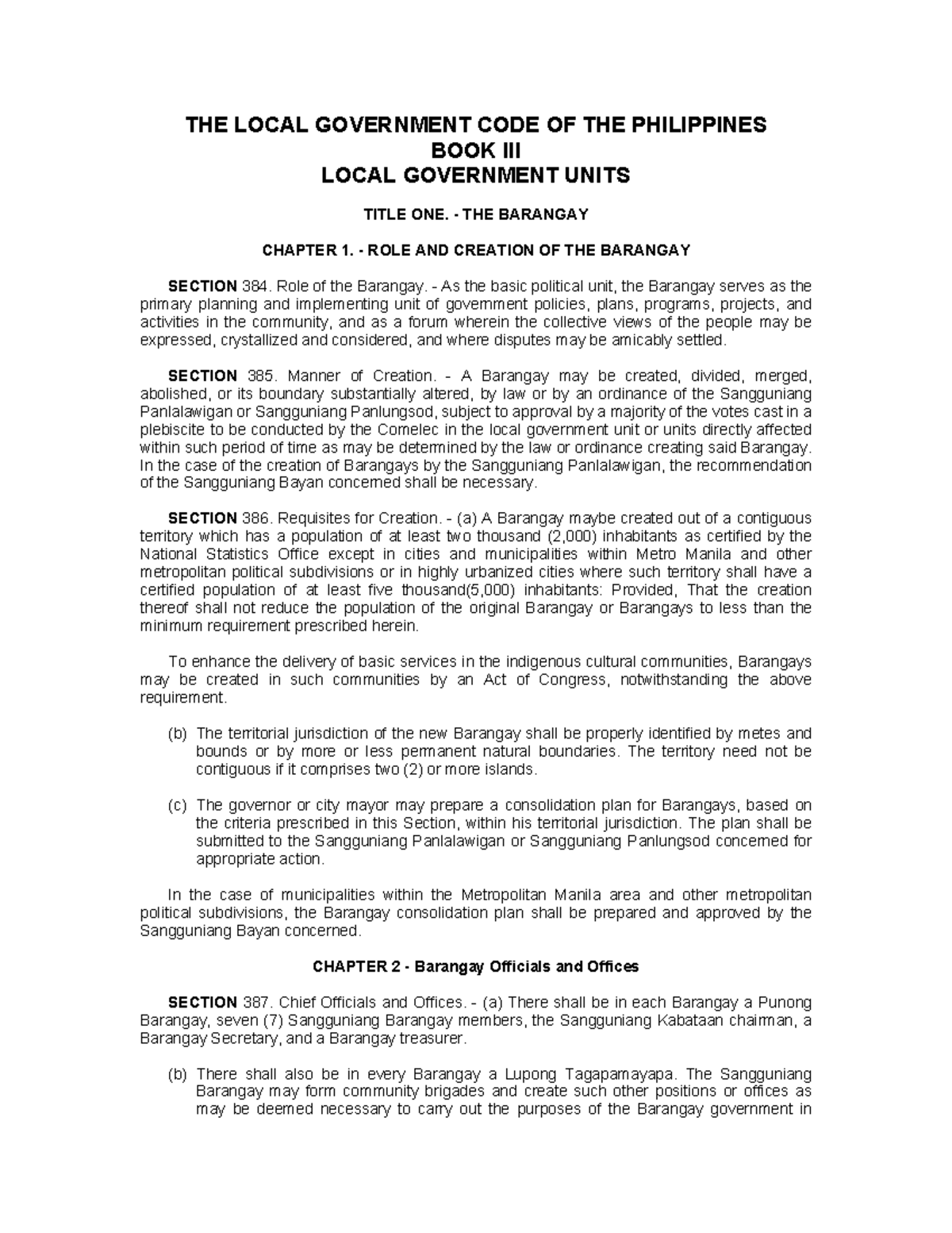 List Of Local Government Positions In The Philippines