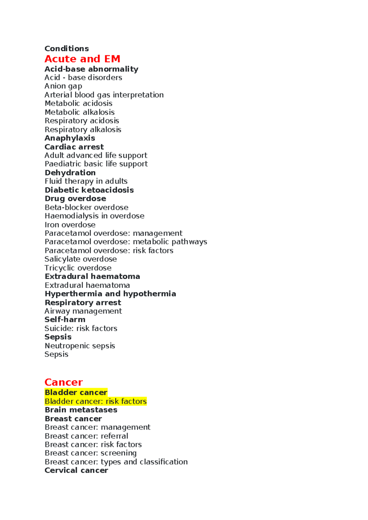 Conditions - Conditions Acute and EM Acid-base abnormality Acid - base ...