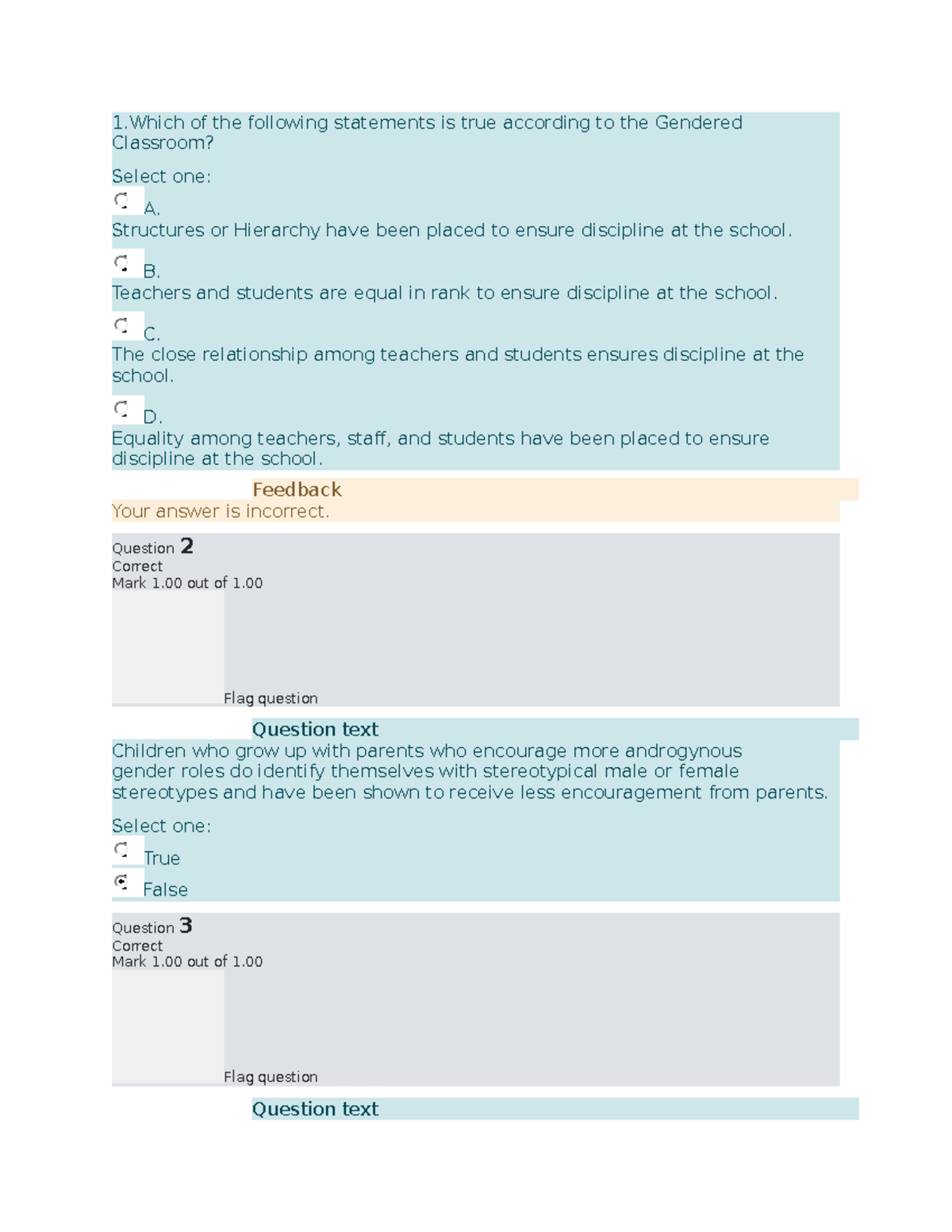 MIDTERM QUIZ 1 GENDER AND SOCIETY - 1 Of The Following Statements Is ...