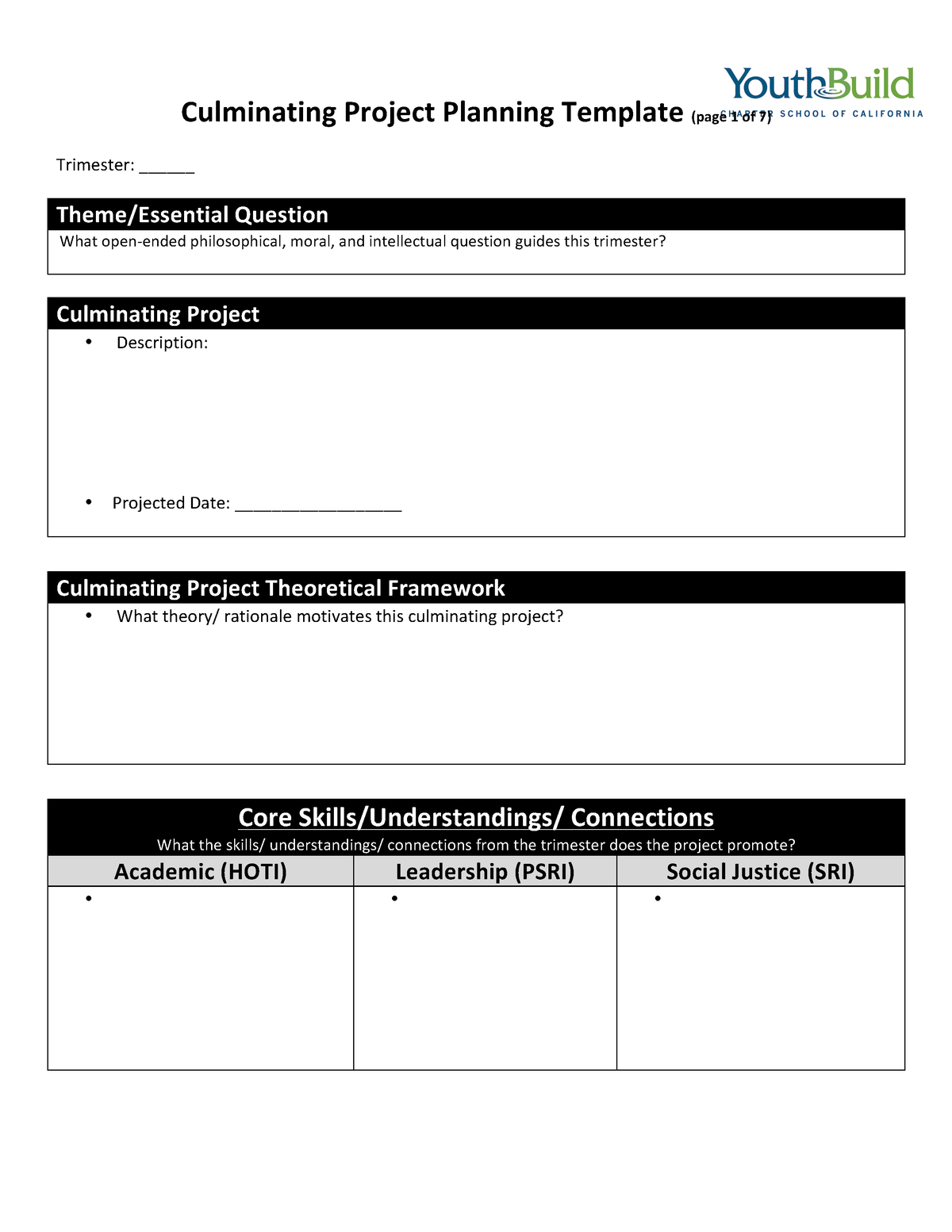 Project planning template 03 - Culminating Project Planning Template ...