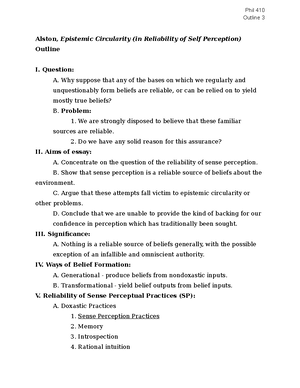 PHIL410 Intellectual Humility Outline - Phil 410 Outline II I nt e l l ...