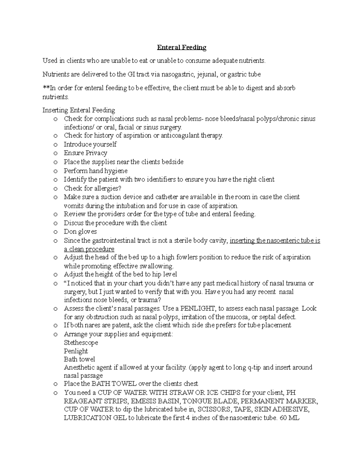 Enteral Feeding Enteral Feeding Used In Clients Who Are Unable To Eat