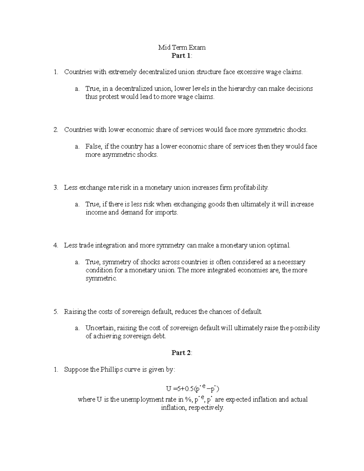 Mid Term Exam - use these questions and answer to help you practice for ...