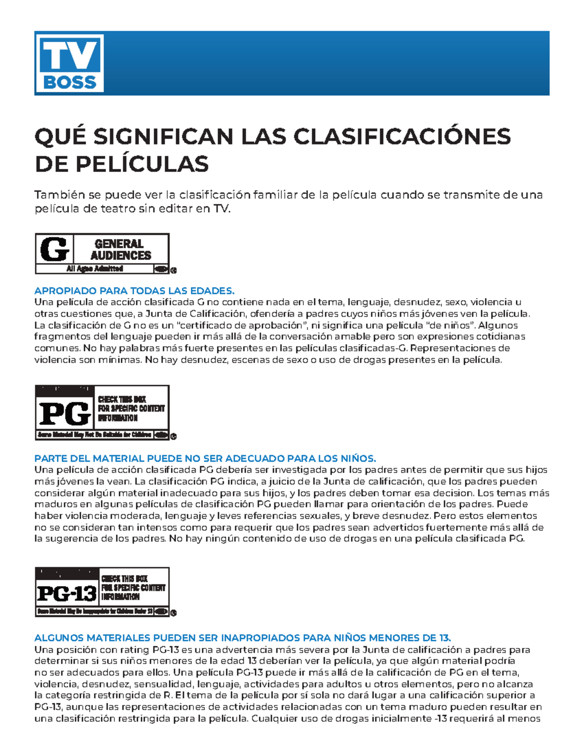 Movie Ratings es - Rating de clasificatoria - QUÉ SIGNIFICAN LAS ...