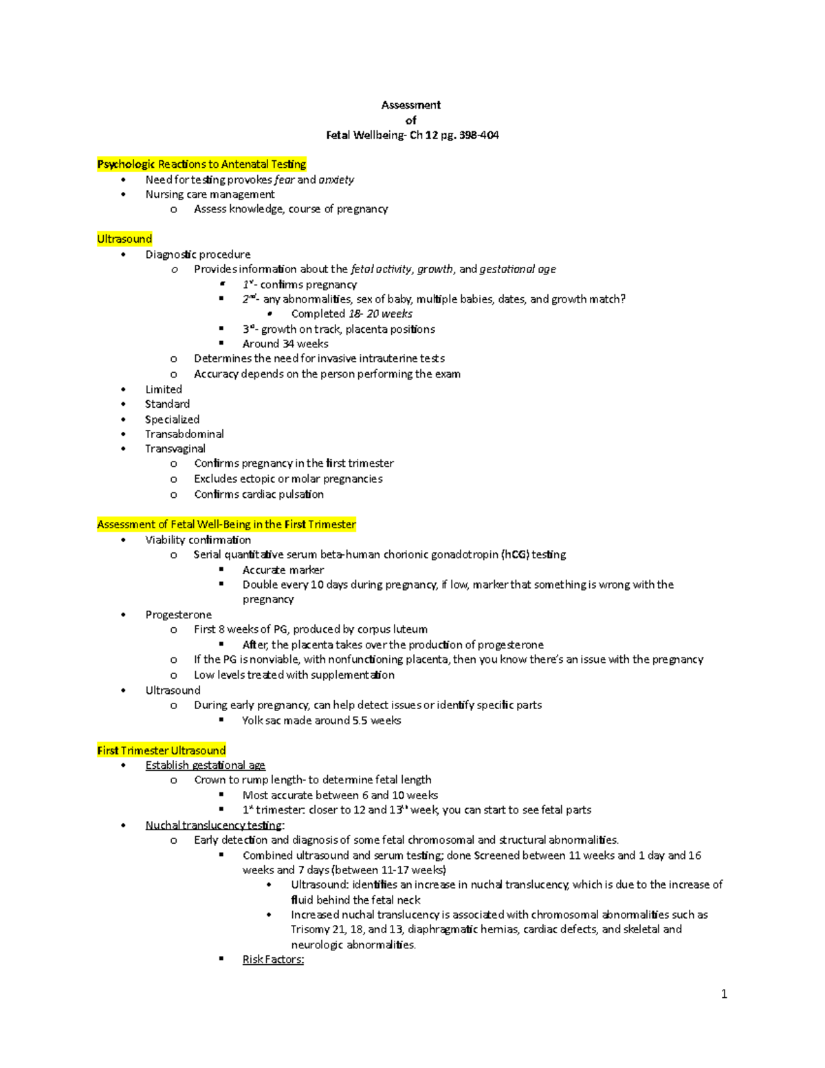 1 Ch 12 Assessment Of Fetal Development Assessment Of Fetal 