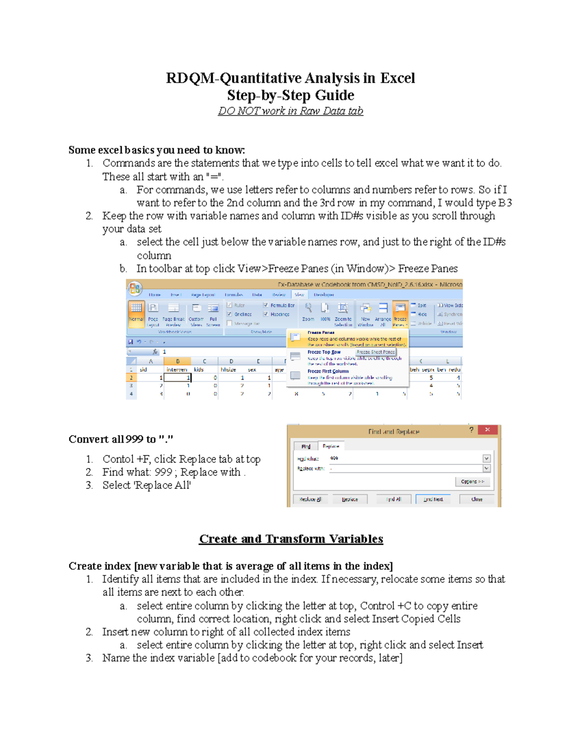 Rdqms 17 Quant Analysis in Excel Quick Guide - RDQM-Quantitative ...