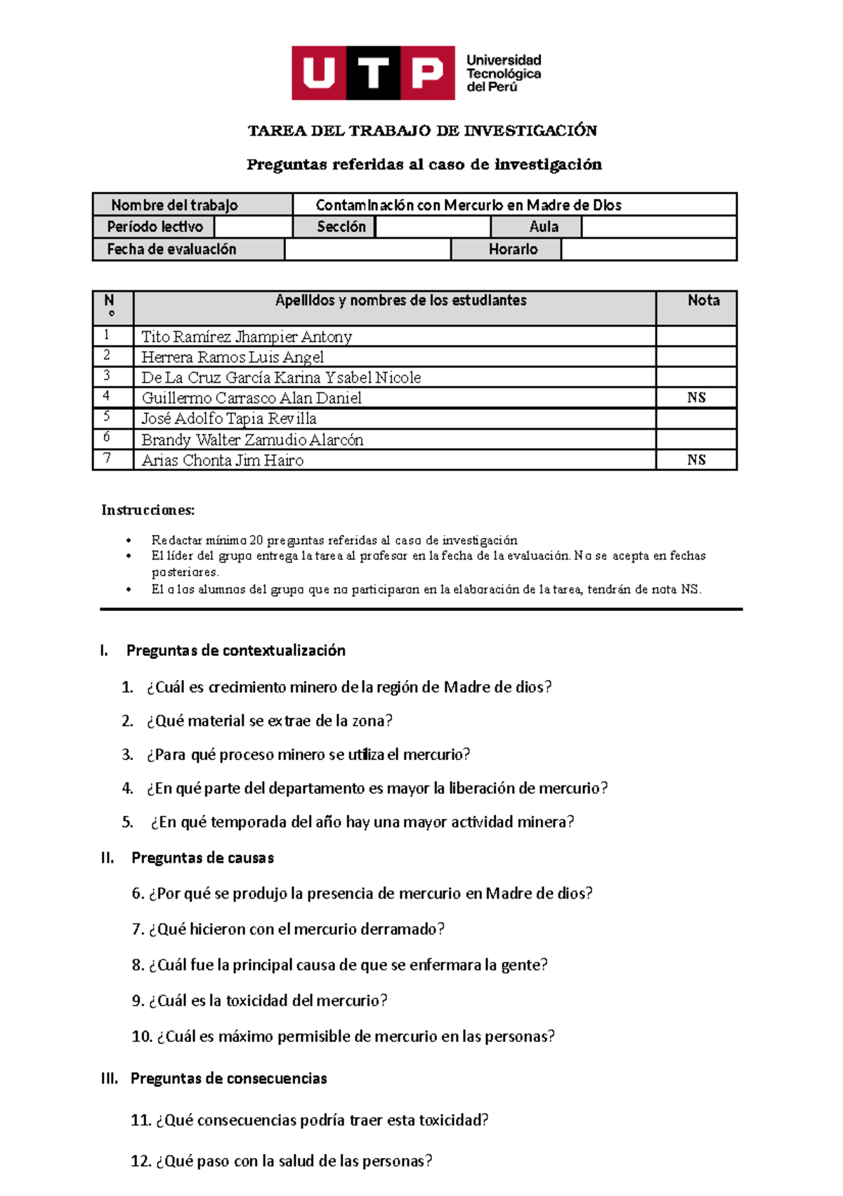 Modelo De Preguntas De Investigación - TAREA DEL TRABAJO DE ...