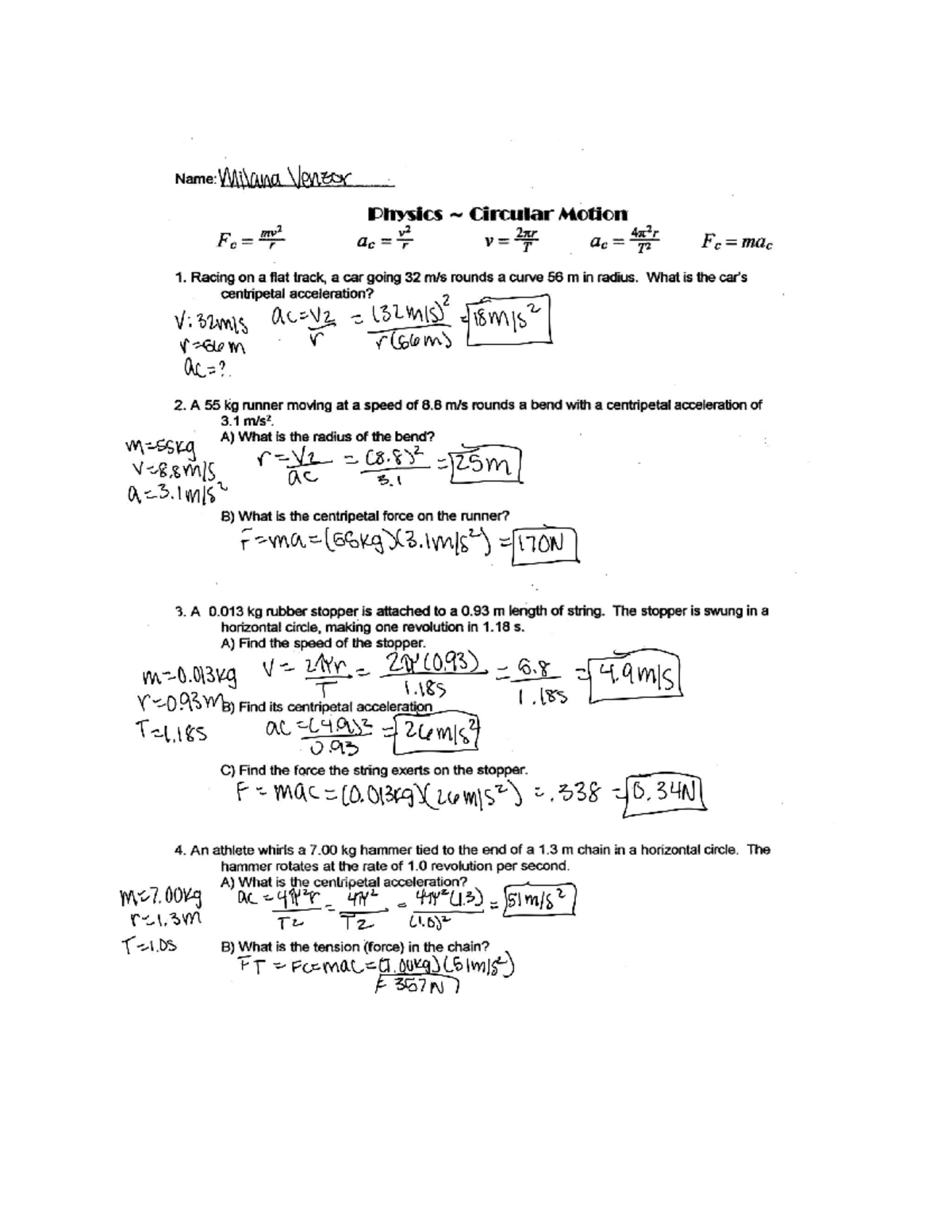 Circular motion - Physics semester one - Studocu