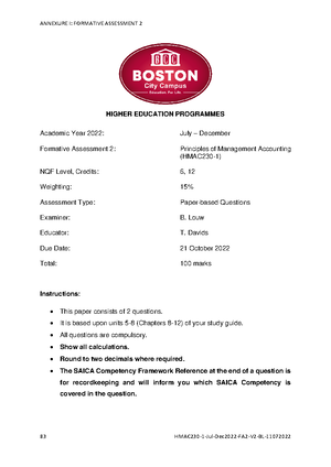 HMAC200-1-SA1-Exam Scope Revision Question-08112021 - 1 HMAC200-1-Jul ...