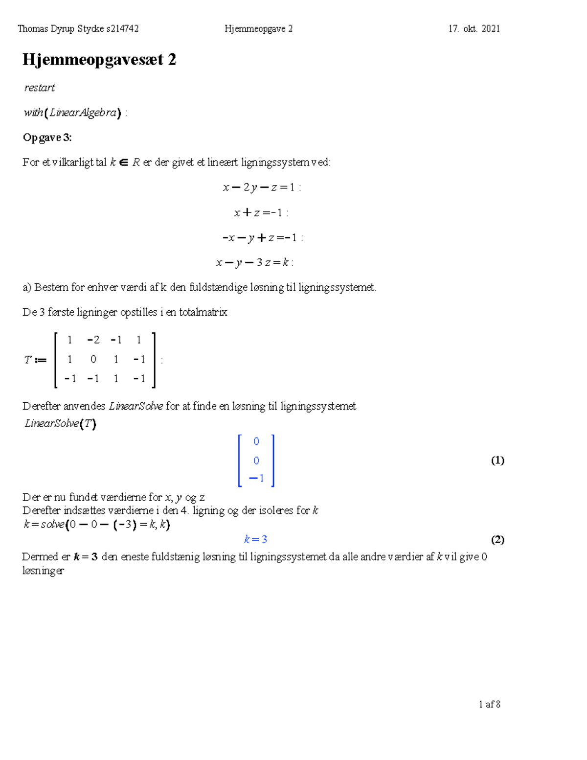 Aflevering 2 - (1)(1) (2)(2) Hjemmeopgavesæt 2 Restart With ...