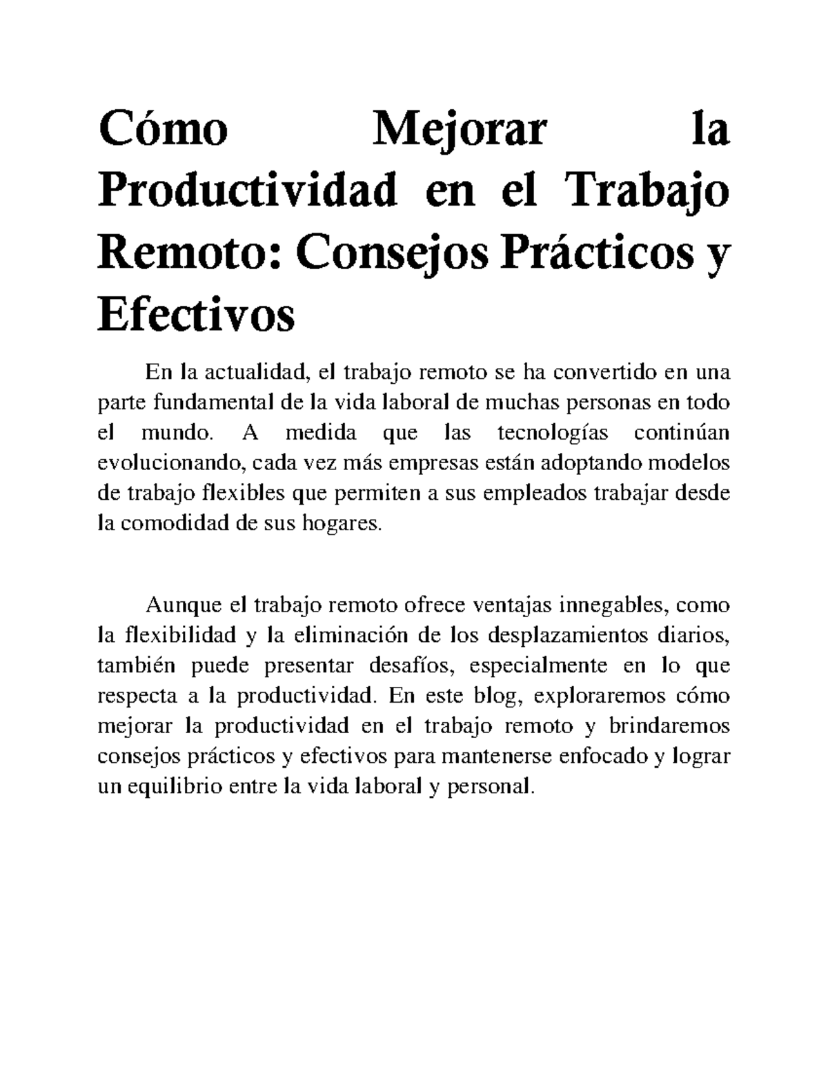 Cómo Mejorar la Productividad en el Trabajo Remoto - CÛmo Mejorar la ...