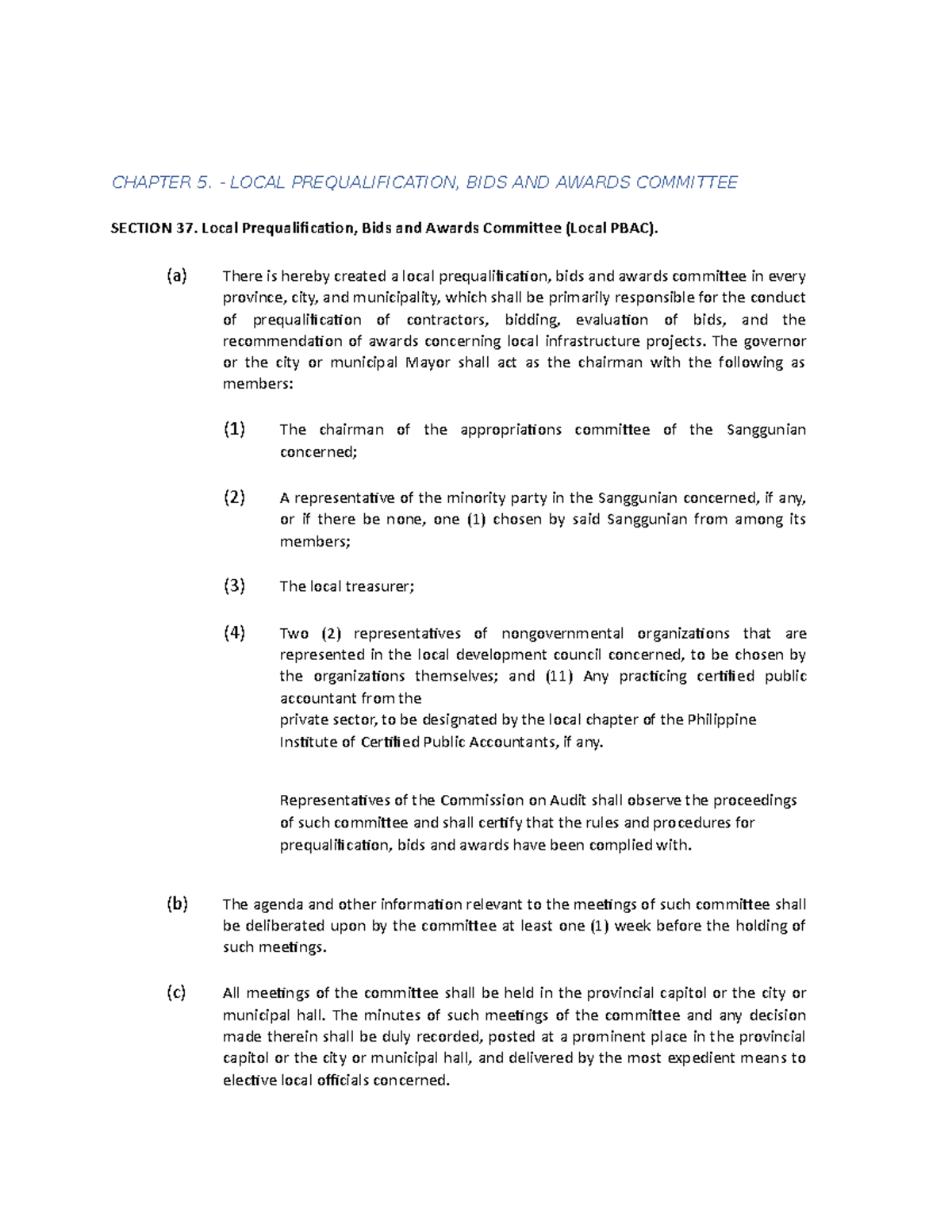Local and Regional Governance BOOK 1. Title 1.Chapter 5 - CHAPTER 5 ...