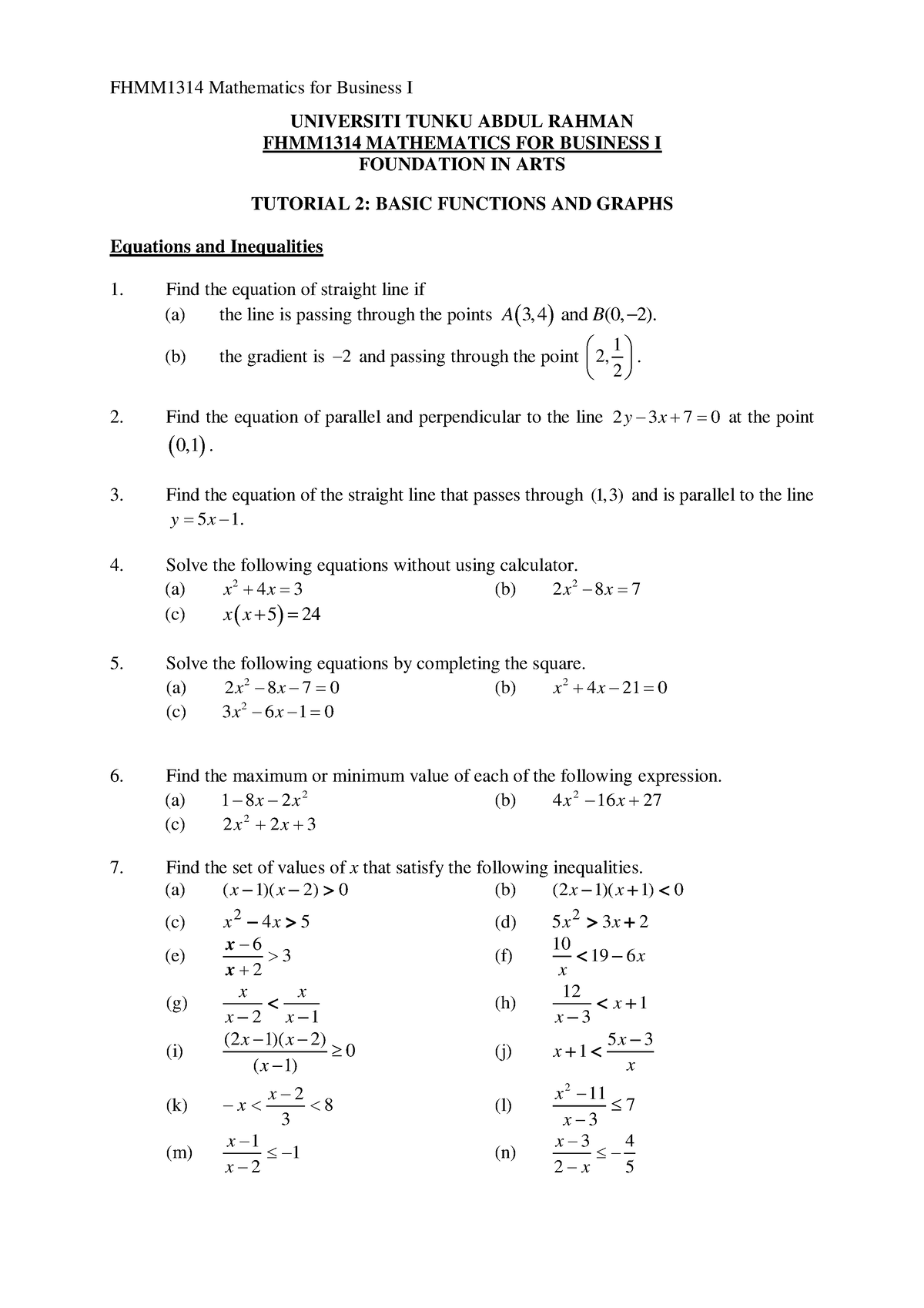 FHMM1314 MBI Tutorial 2 202301 updated - UNIVERSITI TUNKU ABDUL RAHMAN ...