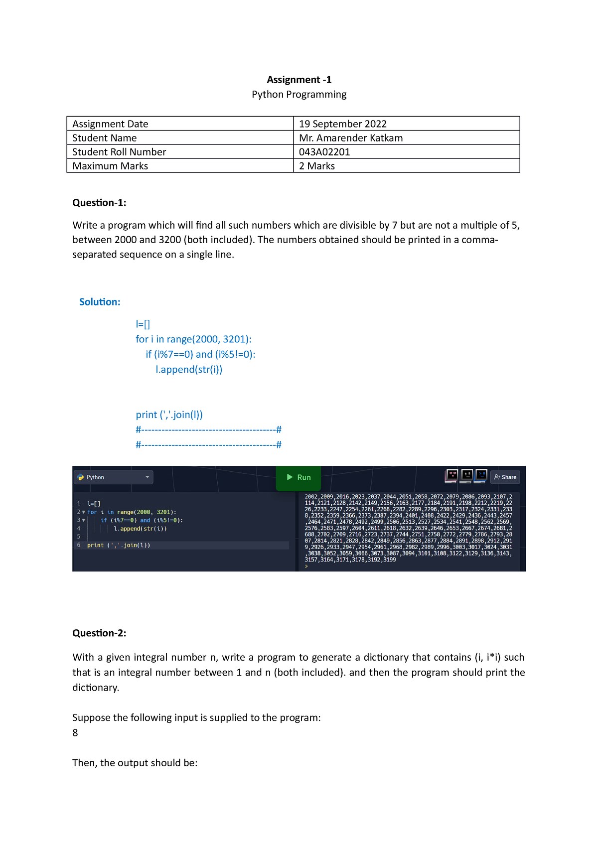 python programming assignment