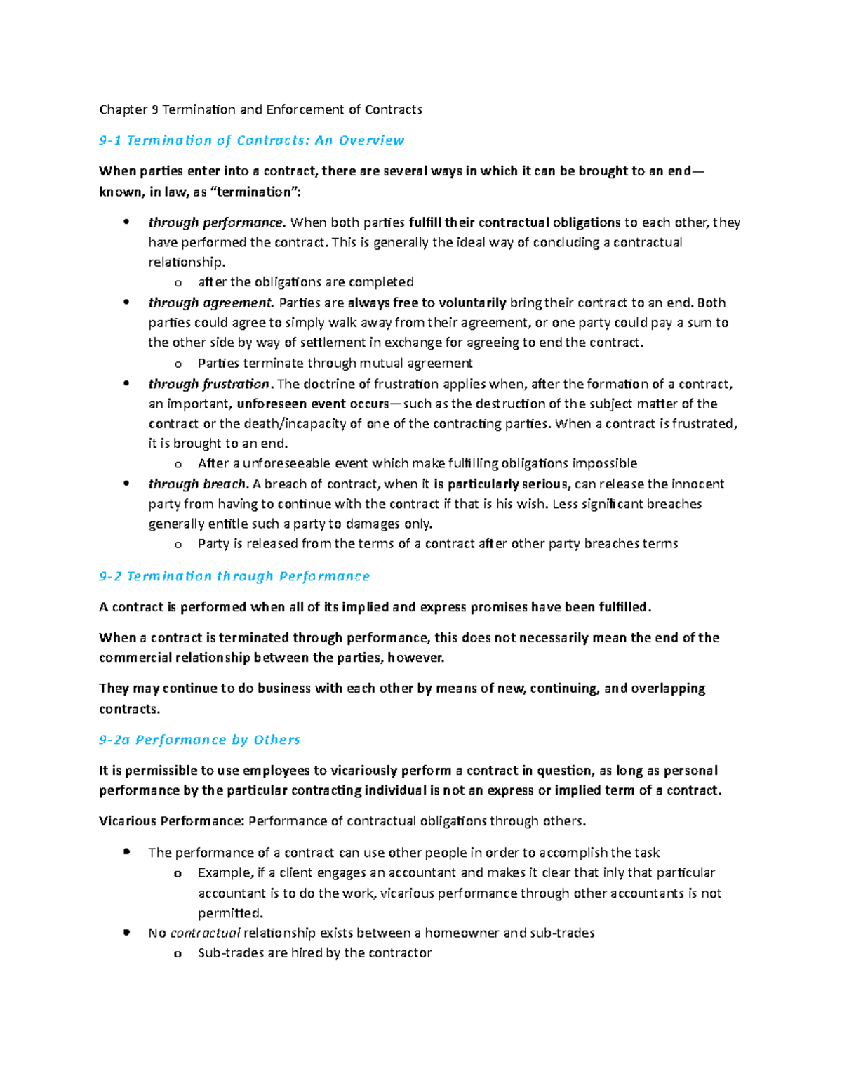 Chapter 9 Termination And Enforcement Of Contracts Chapter 9 Termination And Enforcement Of Chapter 9 Termination And Enforcement Of Contracts Chapter 9 Termination And Enforcement Of