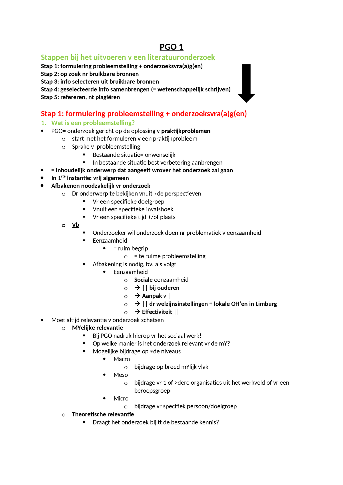 PGO 1 - Samenvatting Praktijkgericht Onderzoek 1 - PGO 1 Stappen Bij ...