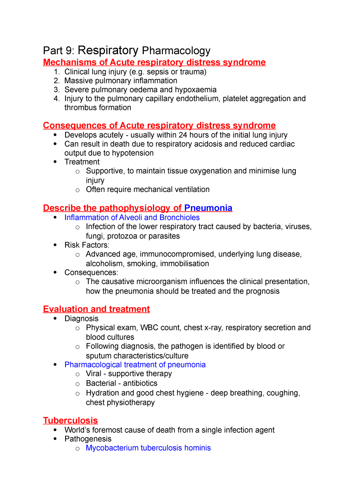 Pharmacology lecture summaries: Respiratory Pharmacology - Part 9 ...