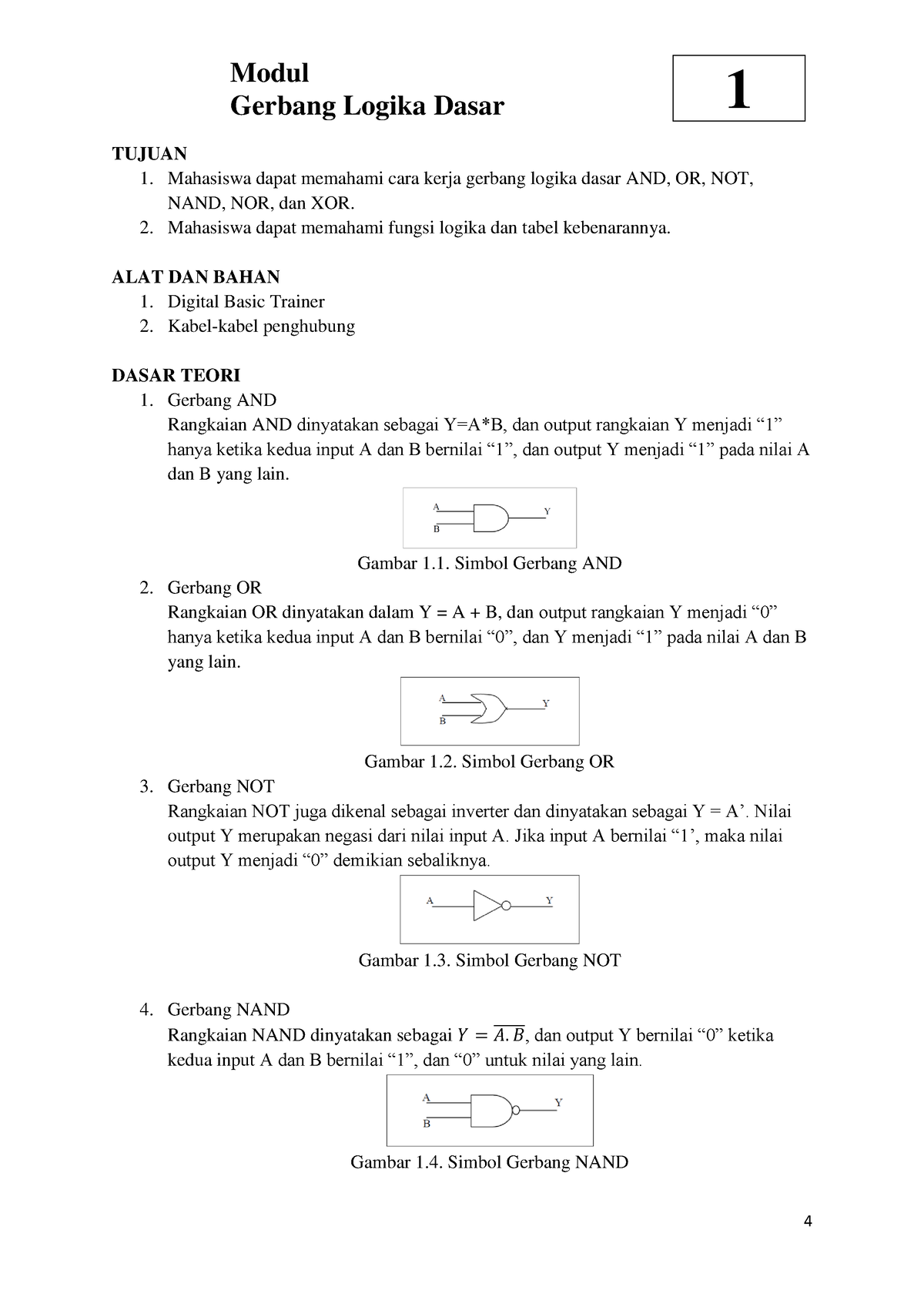 Modul Praktikum Sistem Digital - Gerbang Logika Dasar 1 TUJUAN ...