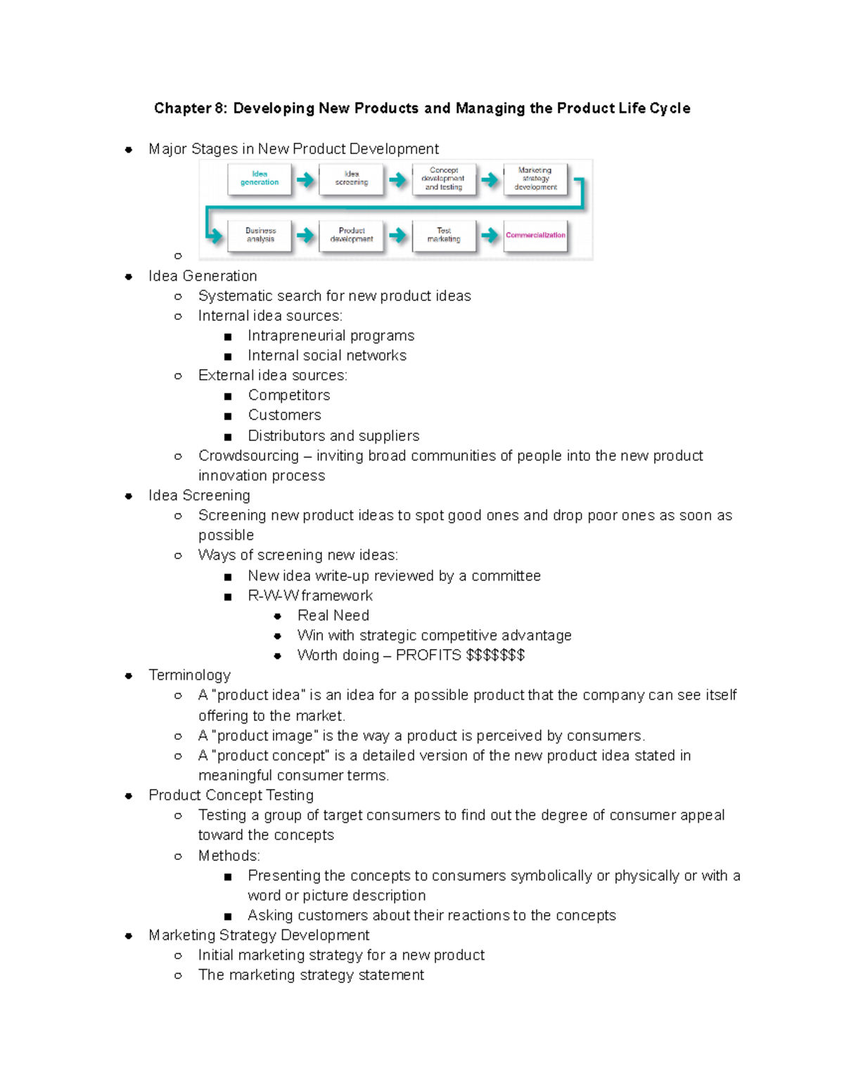 Chapter 8 Developing New Products and Managing the Product Life Cycle Notes A “product image