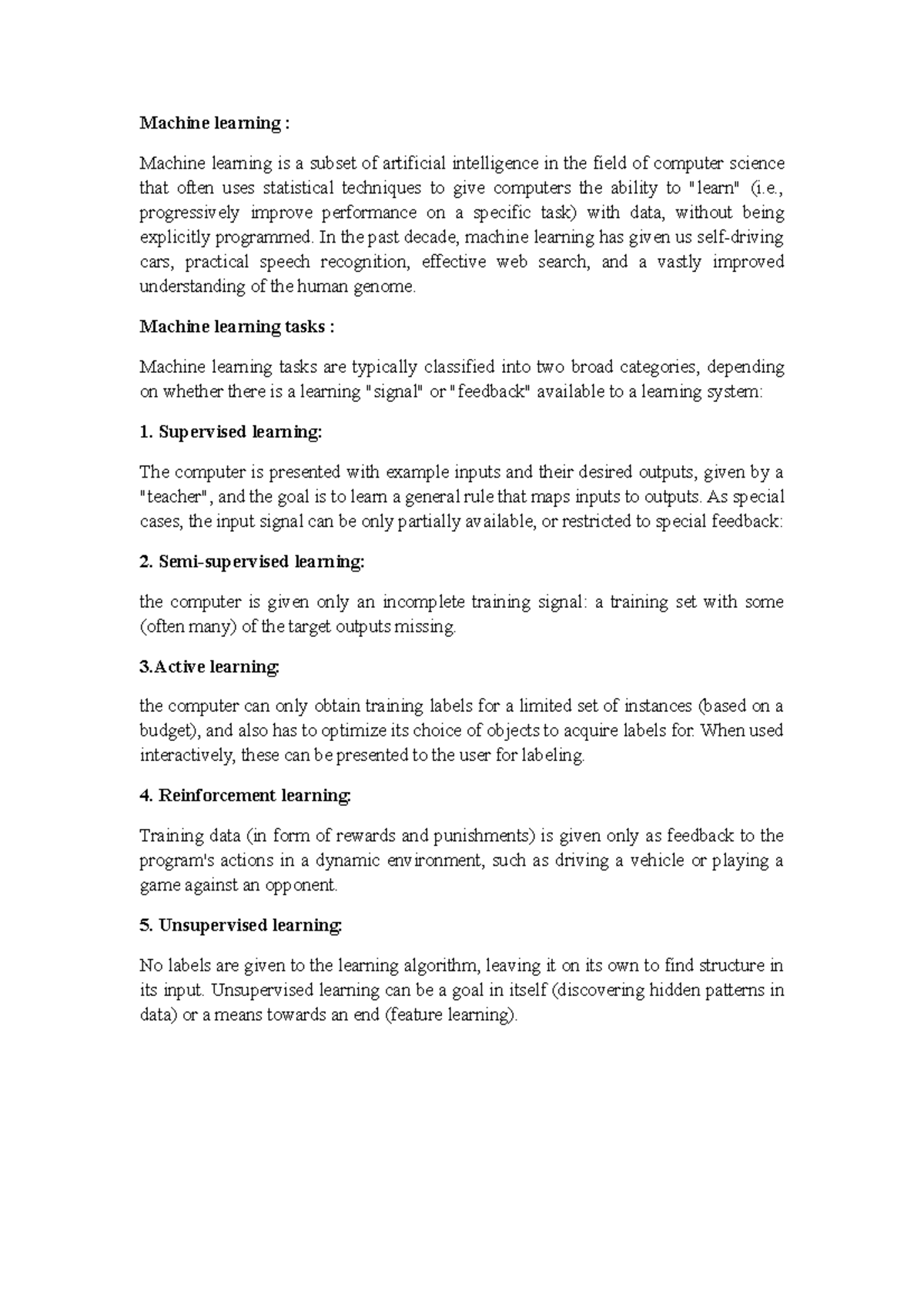 ML manual Machine learning Machine learning is a subset of