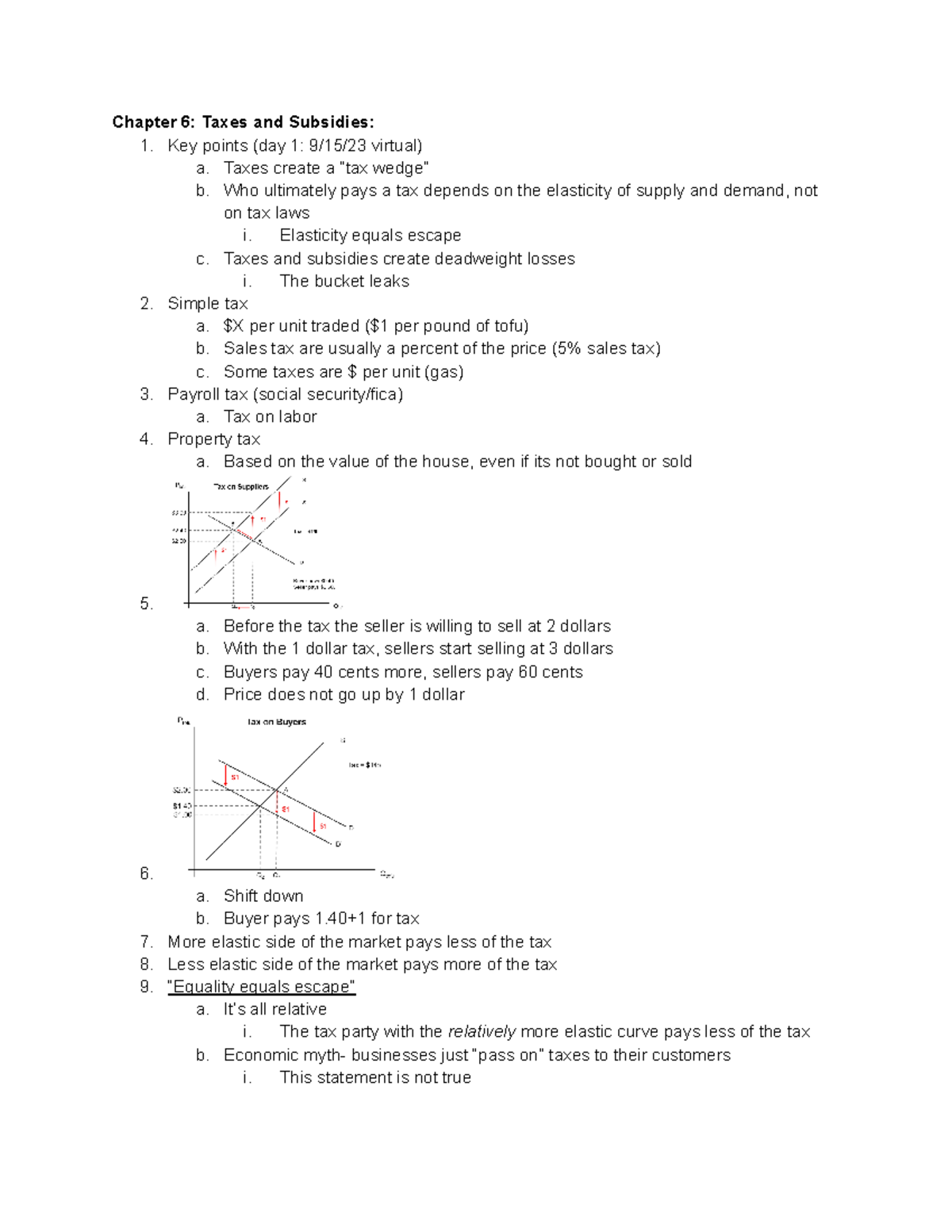 Econ 1014 Notes Unit 2 - Google Docs - Chapter 6: Taxes And Subsidies ...