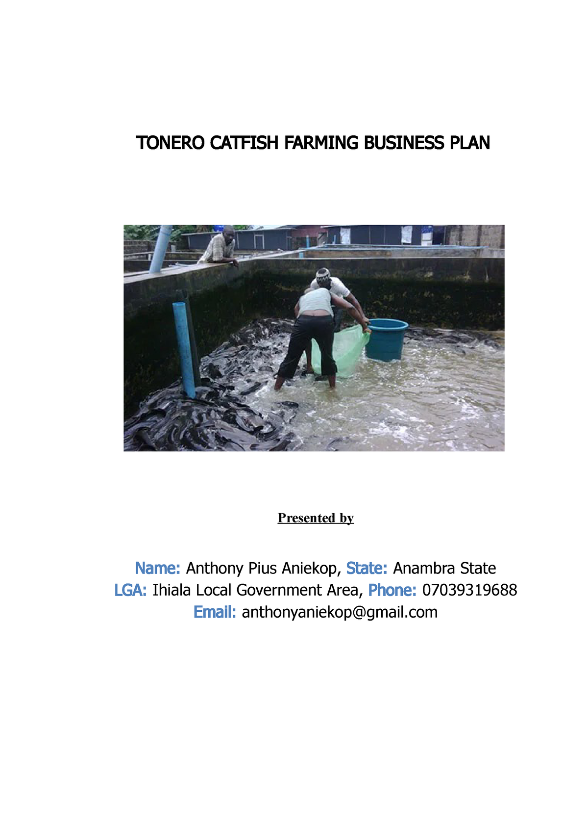 business plan for a catfish farm