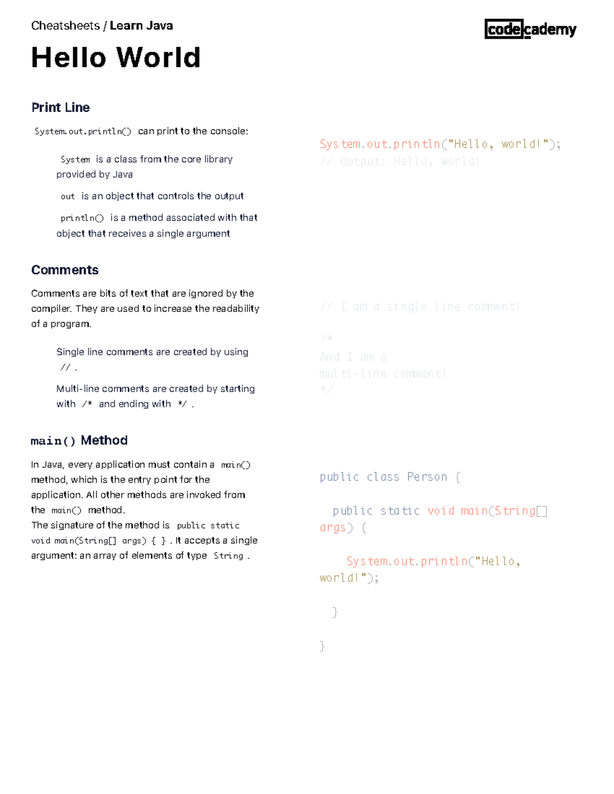 Code Academy-Learn Java Notes - System.out() can print to the console ...