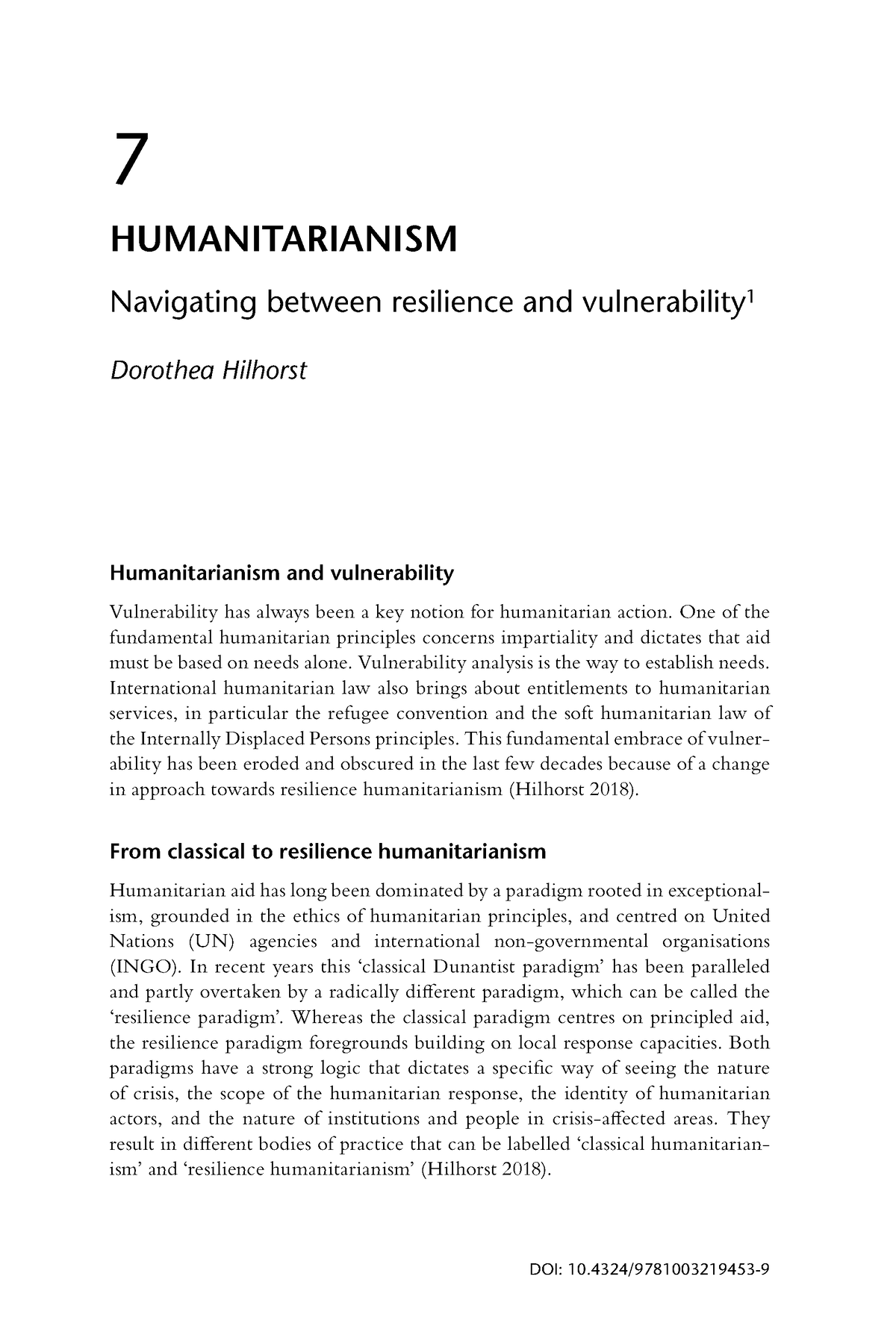 dissertations on humanitarian