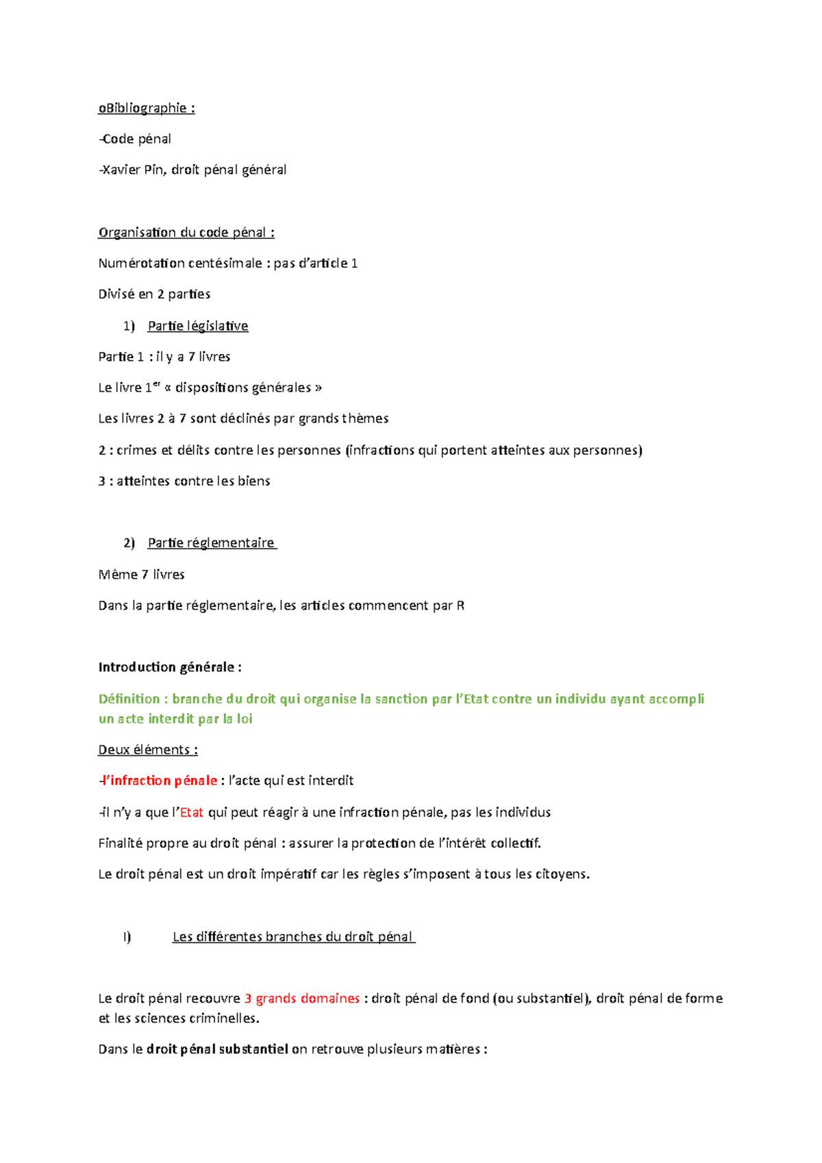 Cours pénal oBibliographie Code pénal Xavier Pin, droit pénal