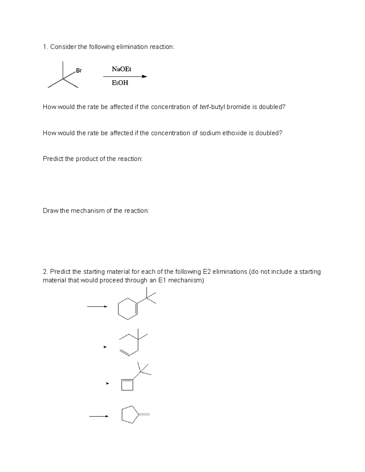 Organic Chemistry Practice Questions With Answers