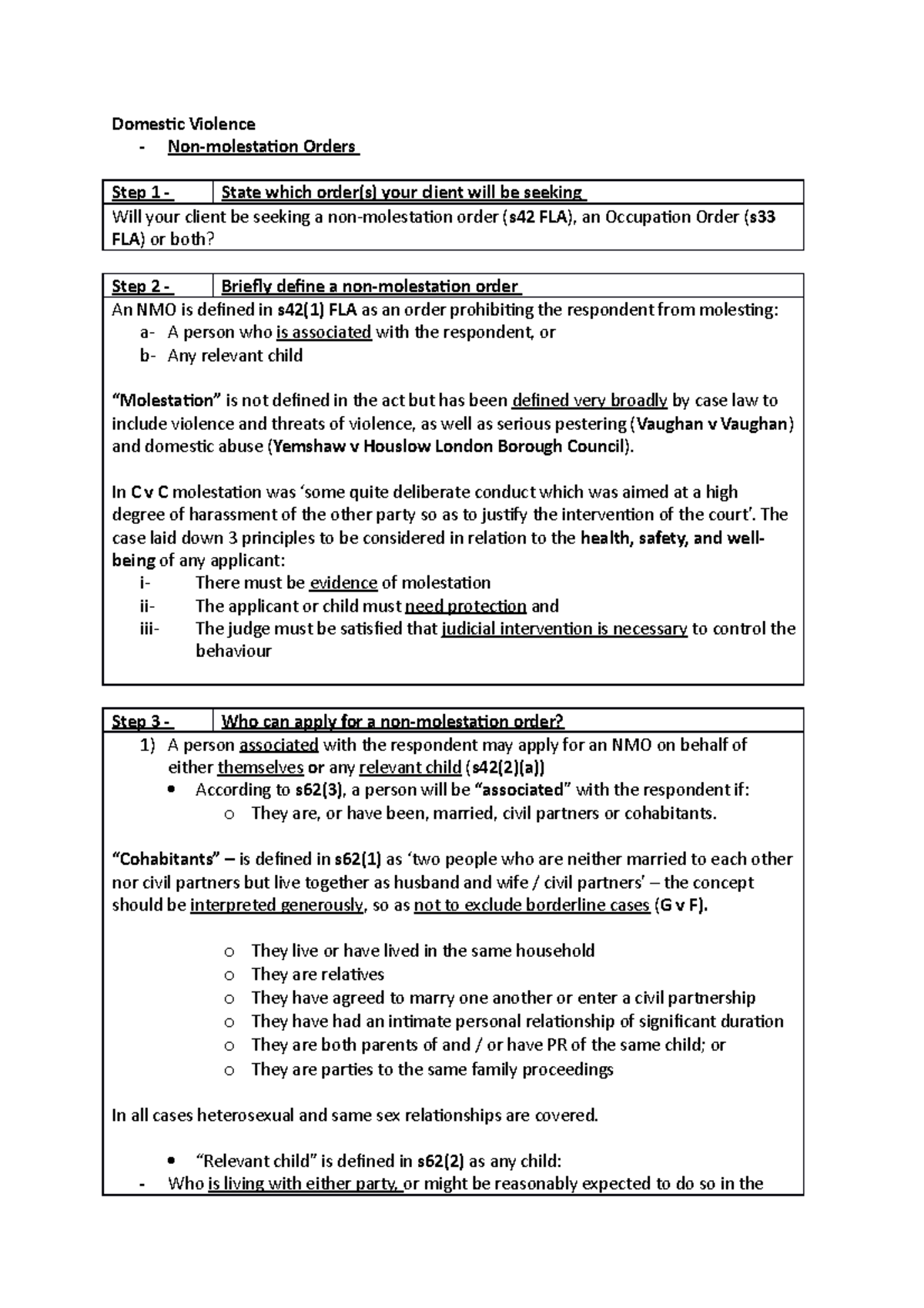 Family 3 - Non Molestation Orders - Domestic Violence - Non-molestation ...