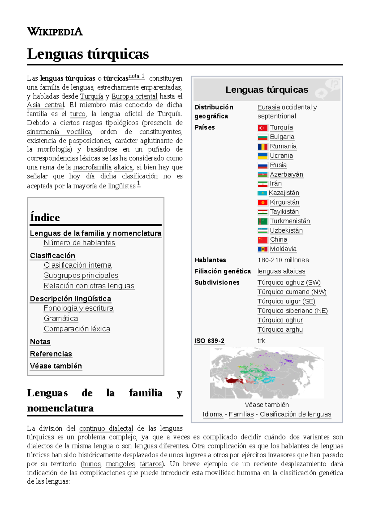 Lenguas túrquicas Apuntes 4 Lenguas túrquicas Distribución