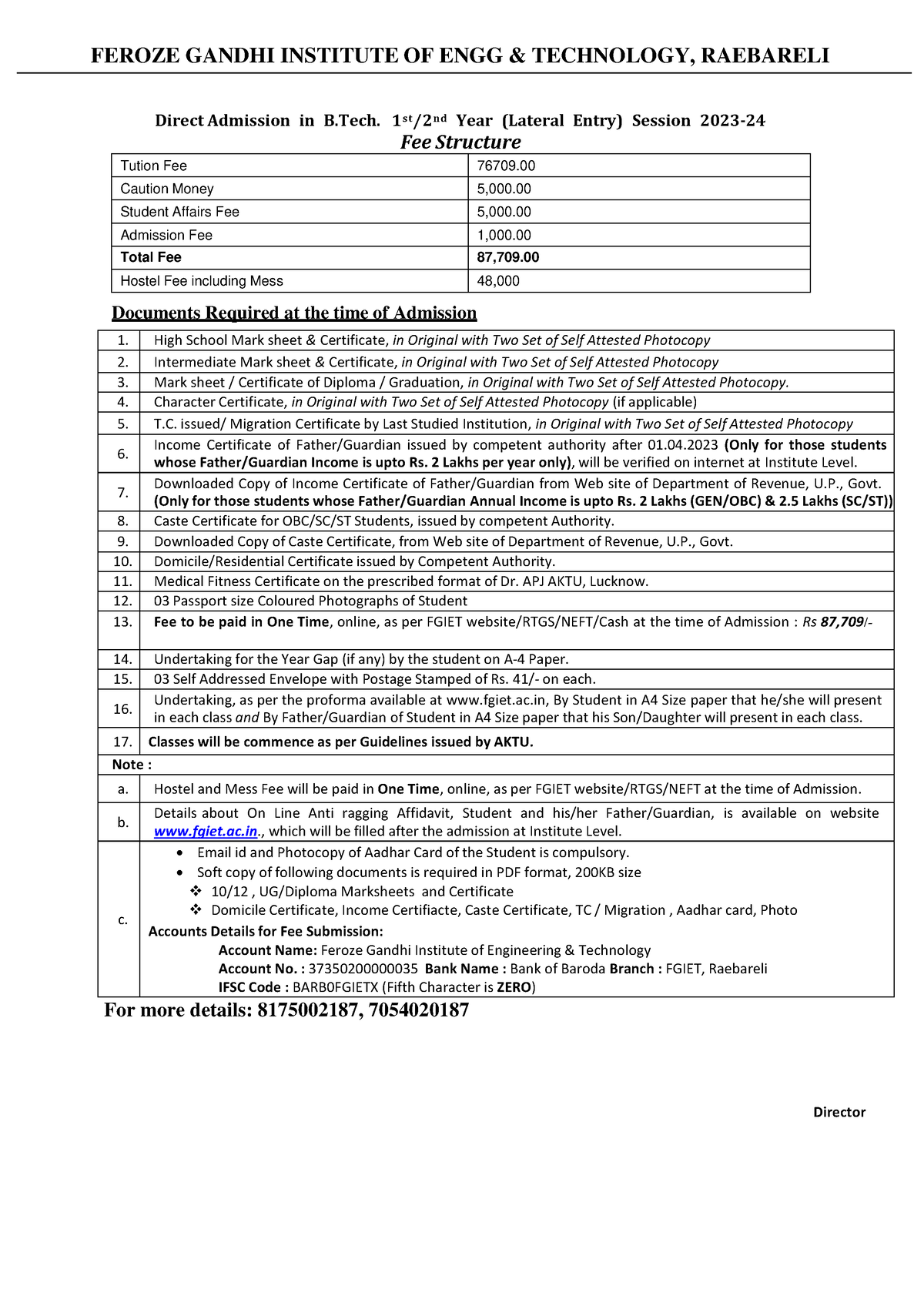 Direct Admission 2023 2024 FEROZE GANDHI INSTITUTE OF ENGG   Thumb 1200 1696 