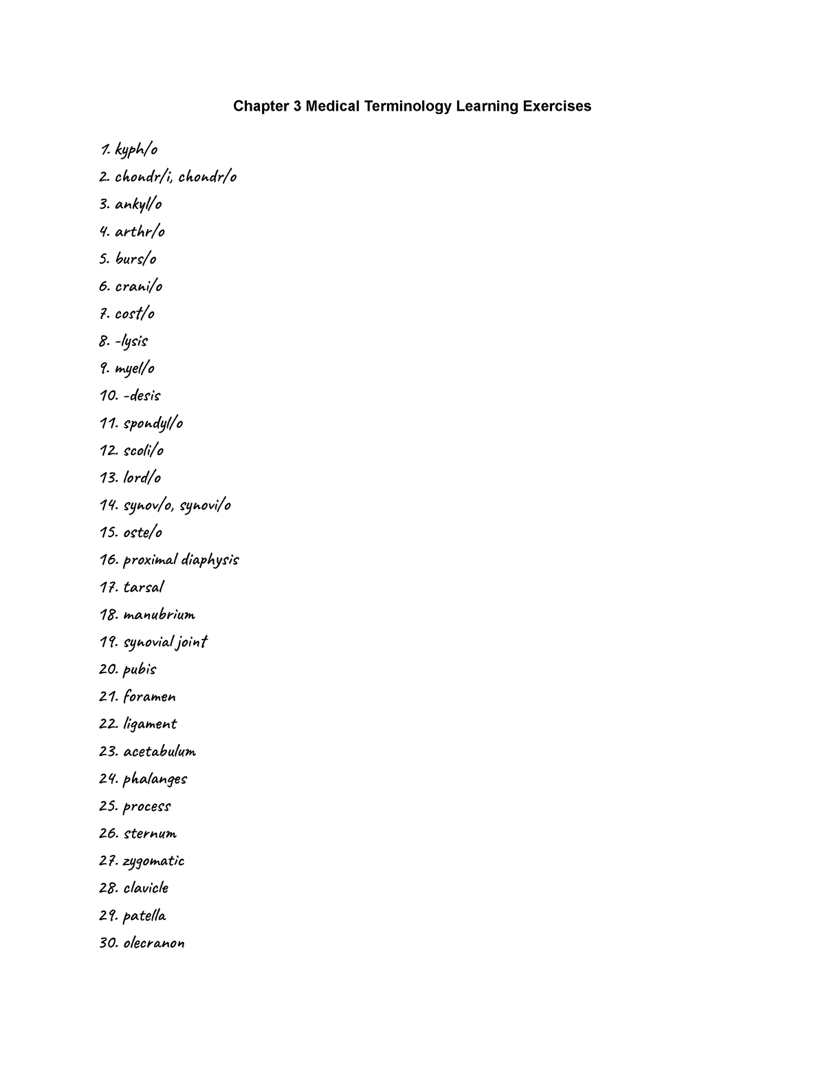 medical terminology chapter 3 homework