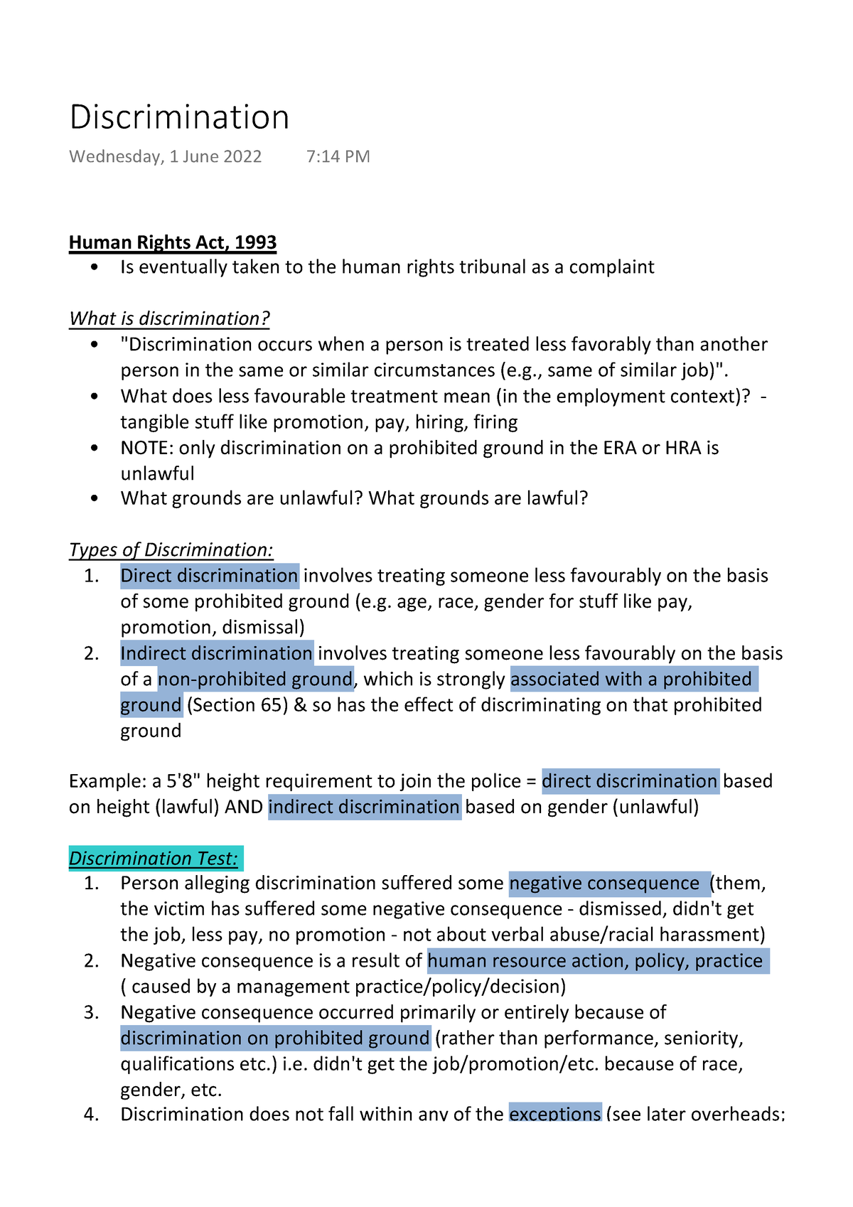 Human Rights Act 1993 Discrimination