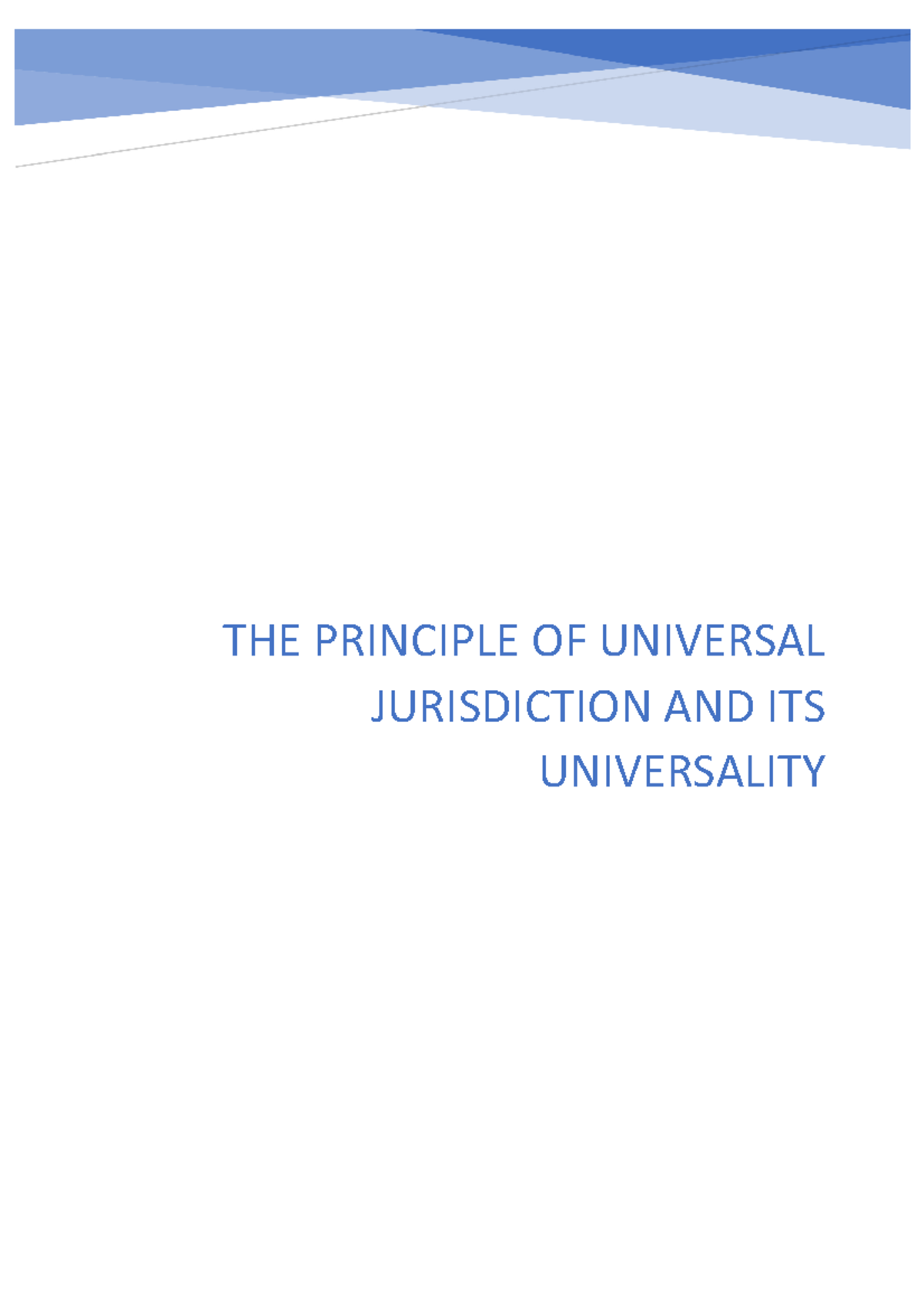 International Law Essay - THE PRINCIPLE OF UNIVERSAL JURISDICTION AND ...