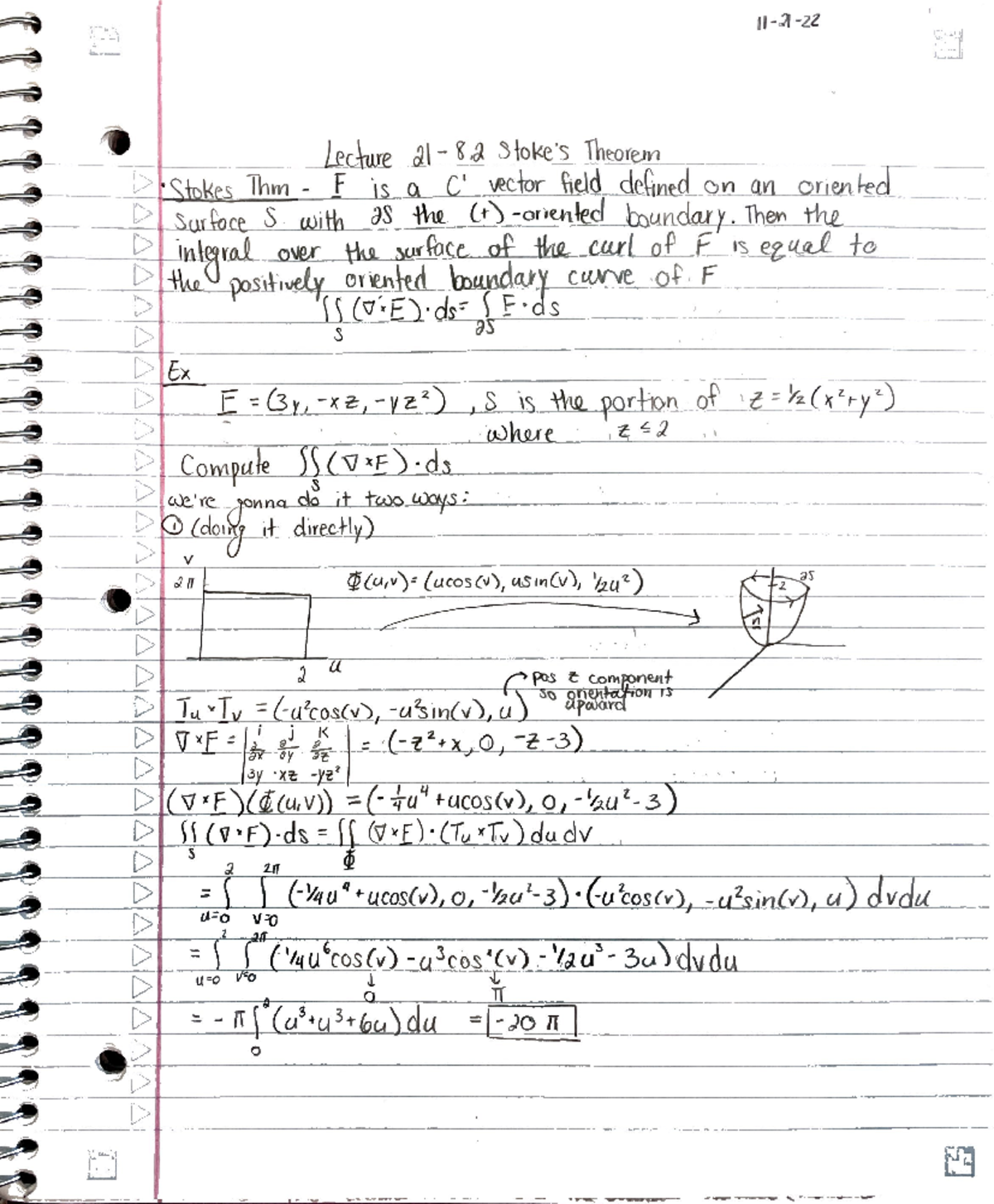 Lecture 21 - stoke's theorem - MATH20E - Studocu