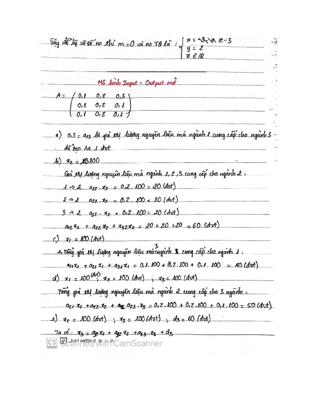 BT Mô hình Input Output nộp tại lớp - Toán cao cấp - Studocu