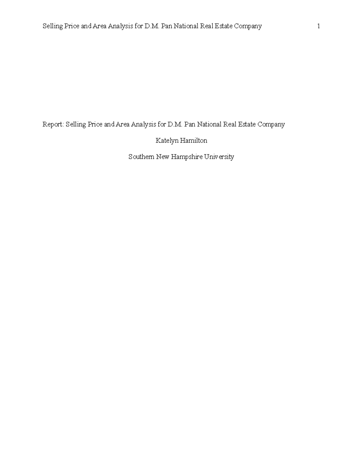 MAT 240 Module Two Assignment Template (1) - Selling Price and Area ...