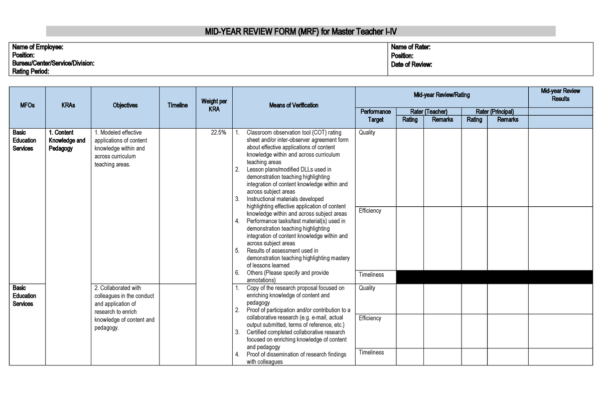 Scribd - sdfcbgfgb - DSM-5 - MID-YEAR REVIEW FORM (MRF) for Master ...