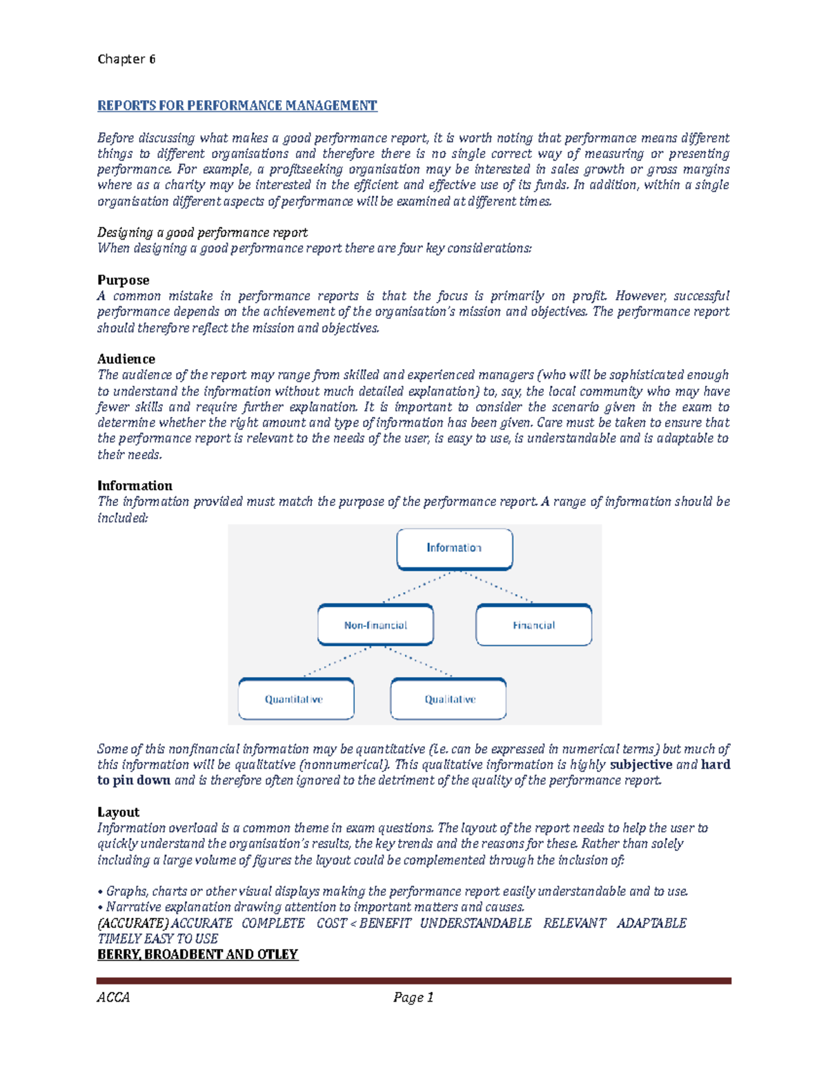 P5 Chapter 6 Performance Reports FOR Management - Chapter 6 REPORTS FOR ...