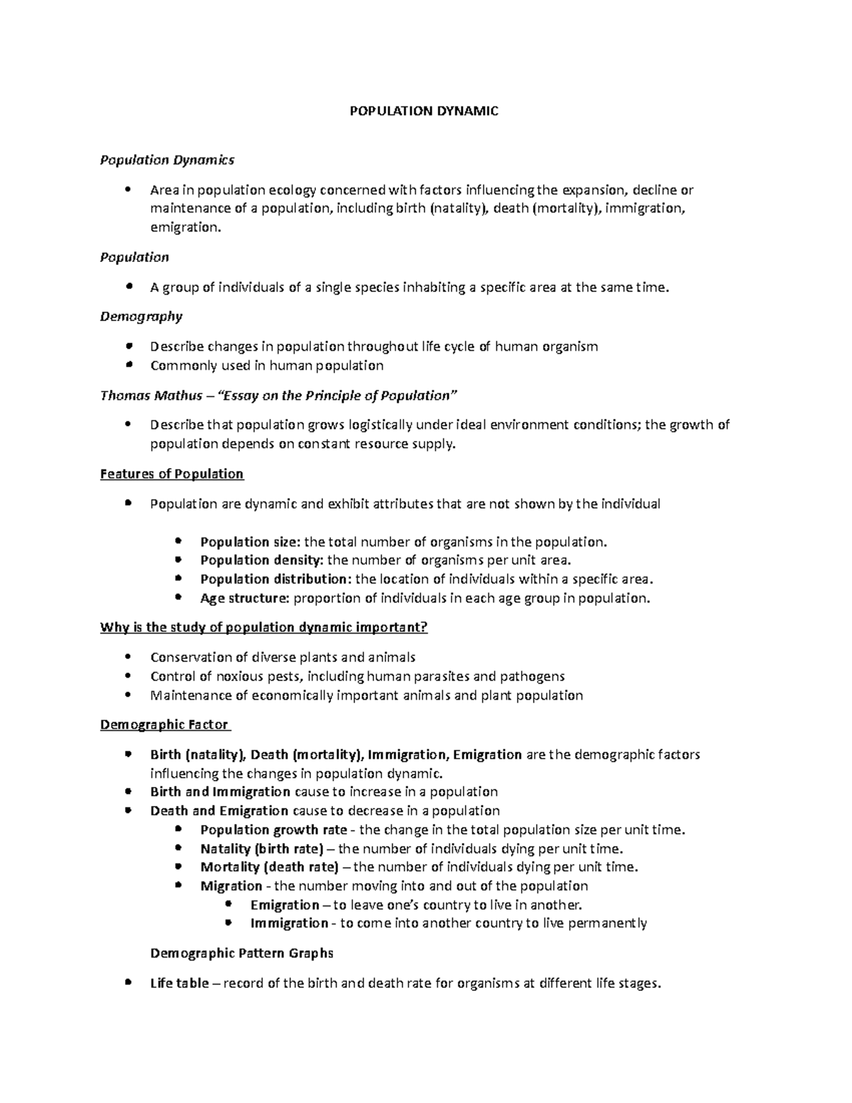 Population- Dynamics - POPULATION DYNAMIC Population Dynamics Area in ...