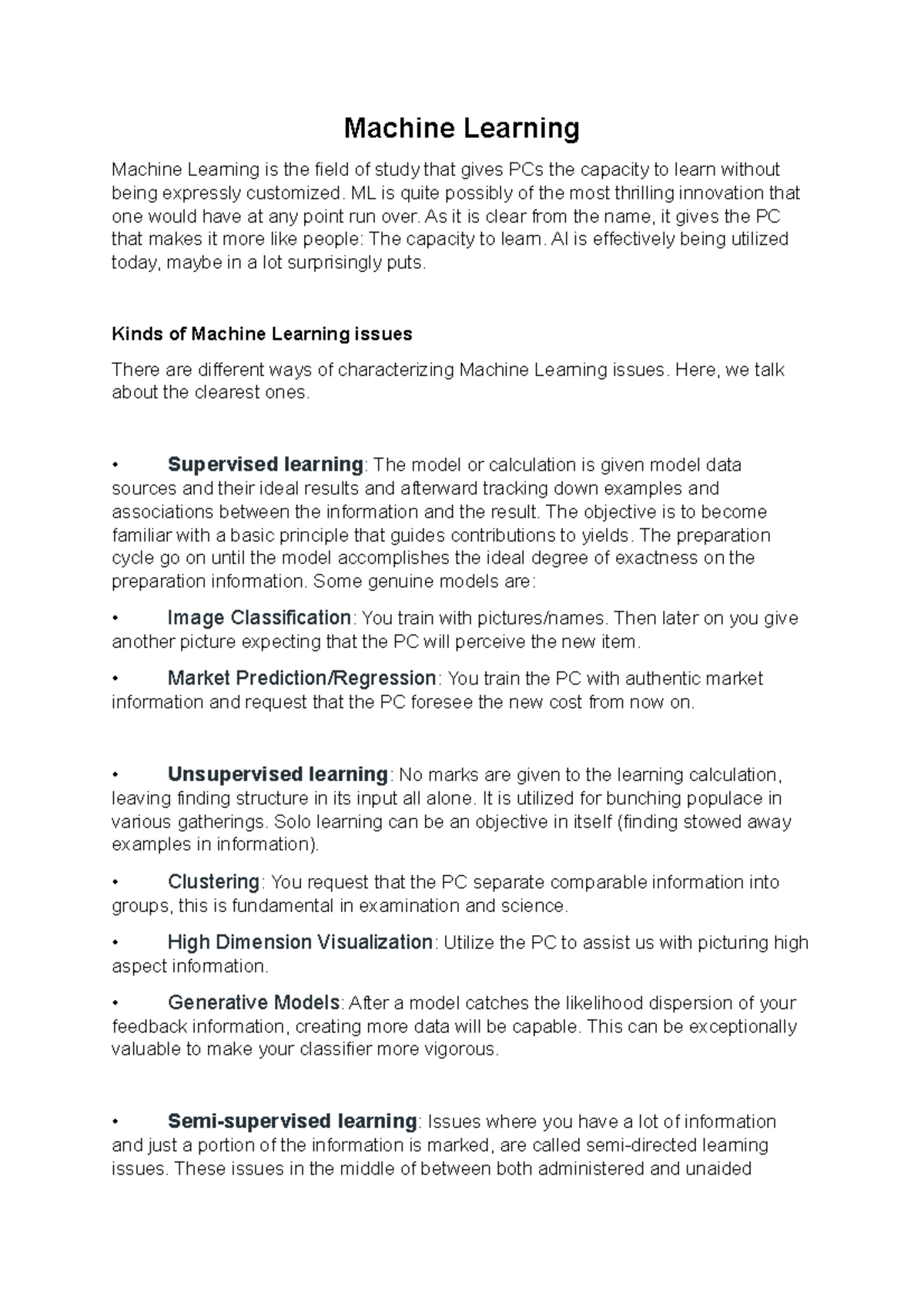 Machine learning - Machine Learning Machine Learning is the field of ...